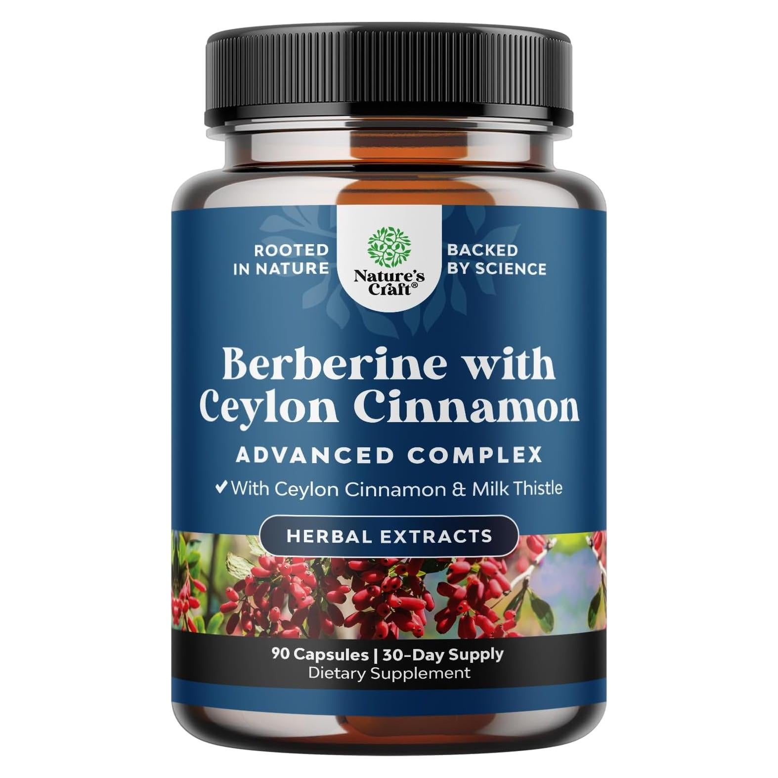 Suplemento de Berberina 1200mg Natures Craft 90 Cápsulas