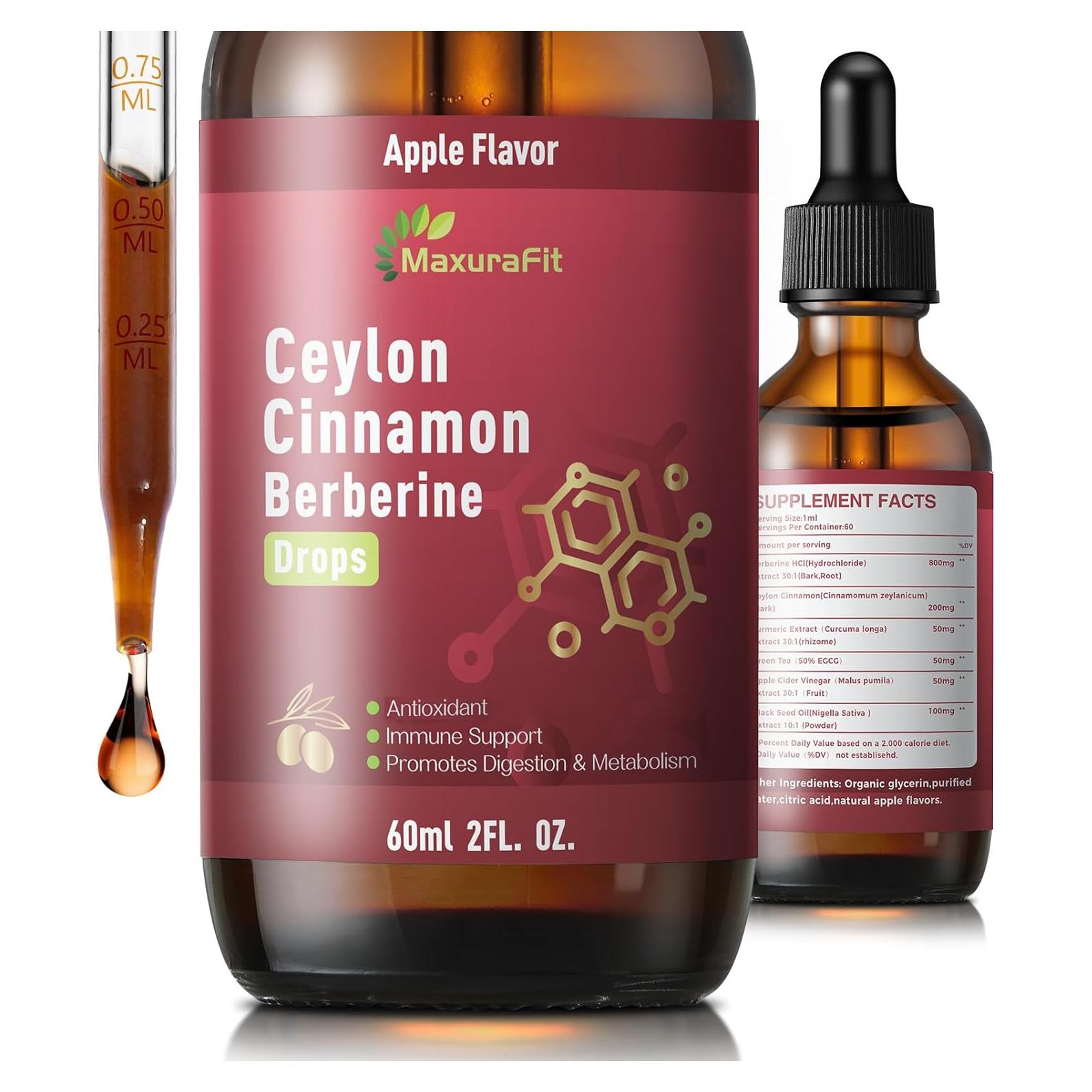 Gotas Líquidas Amargas de Berberina MaxuraFit 60 ml Veganas