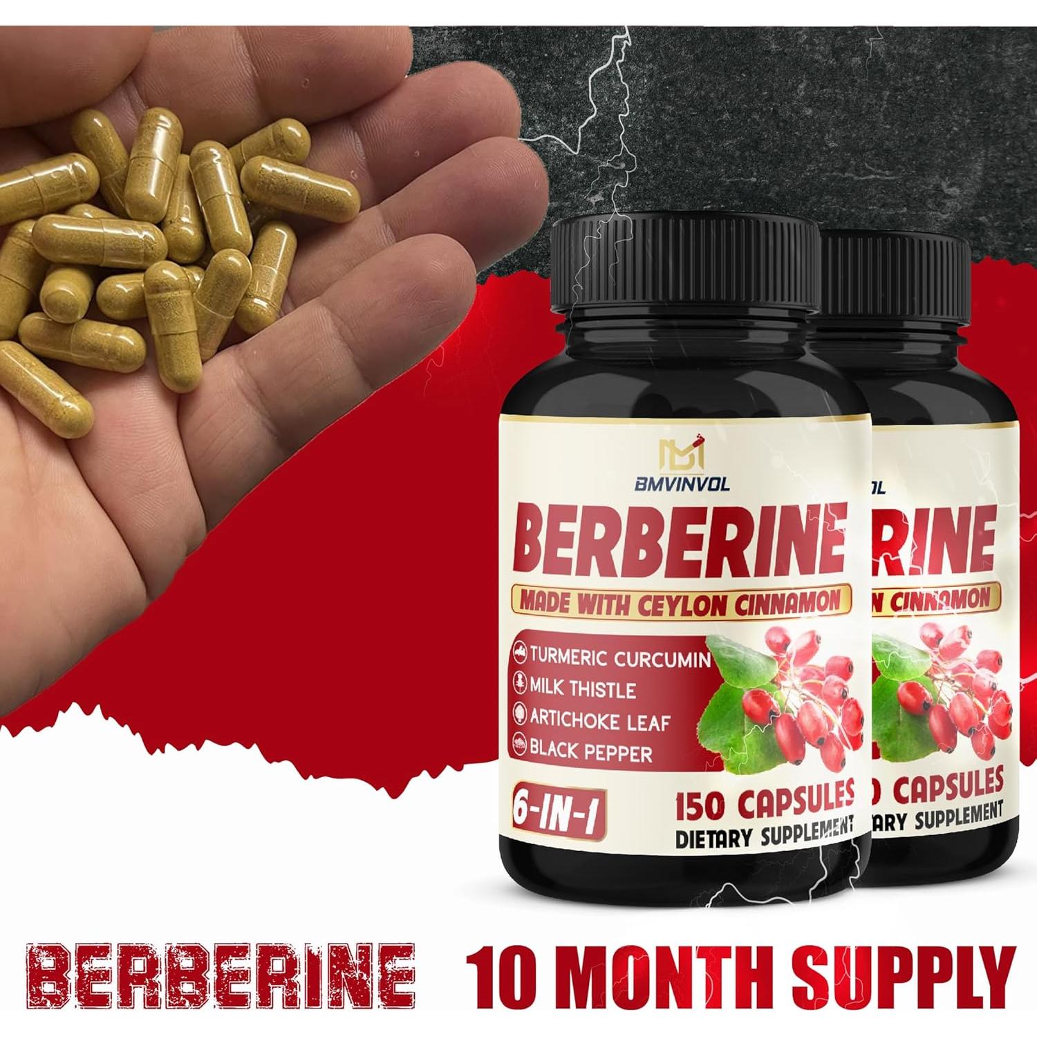 Suplemento de Berberina HCl + Canela + Cúrcuma - 2 Botellas