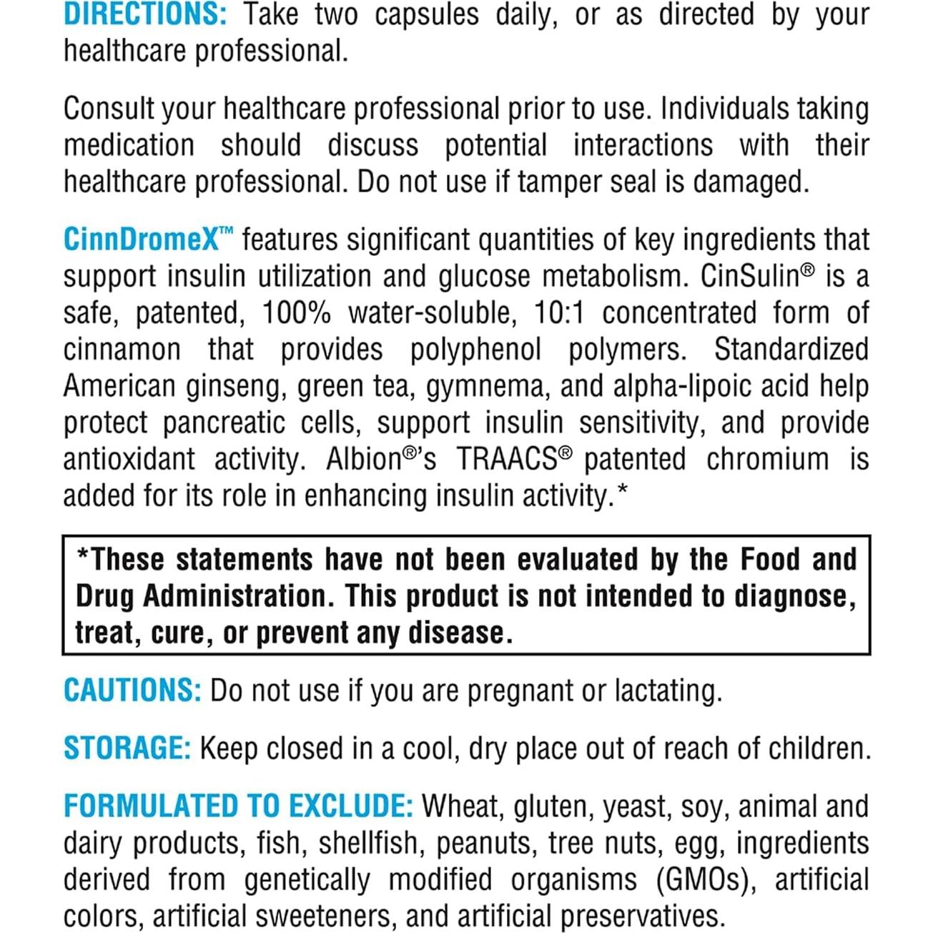 Suplemento Metabólico Xymogen CinnDromeX 120 Cápsulas