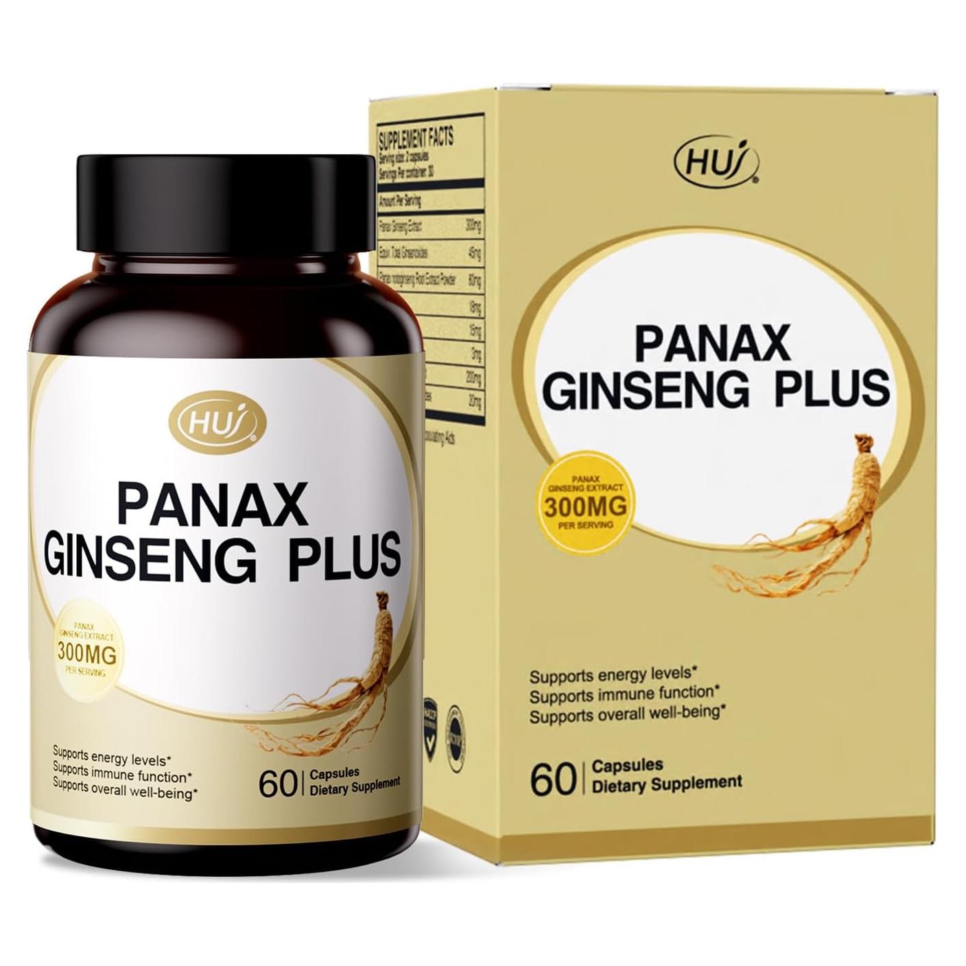 Suplemento de Ginseng Panax HUJ - 60 Cápsulas - Energía y Salud