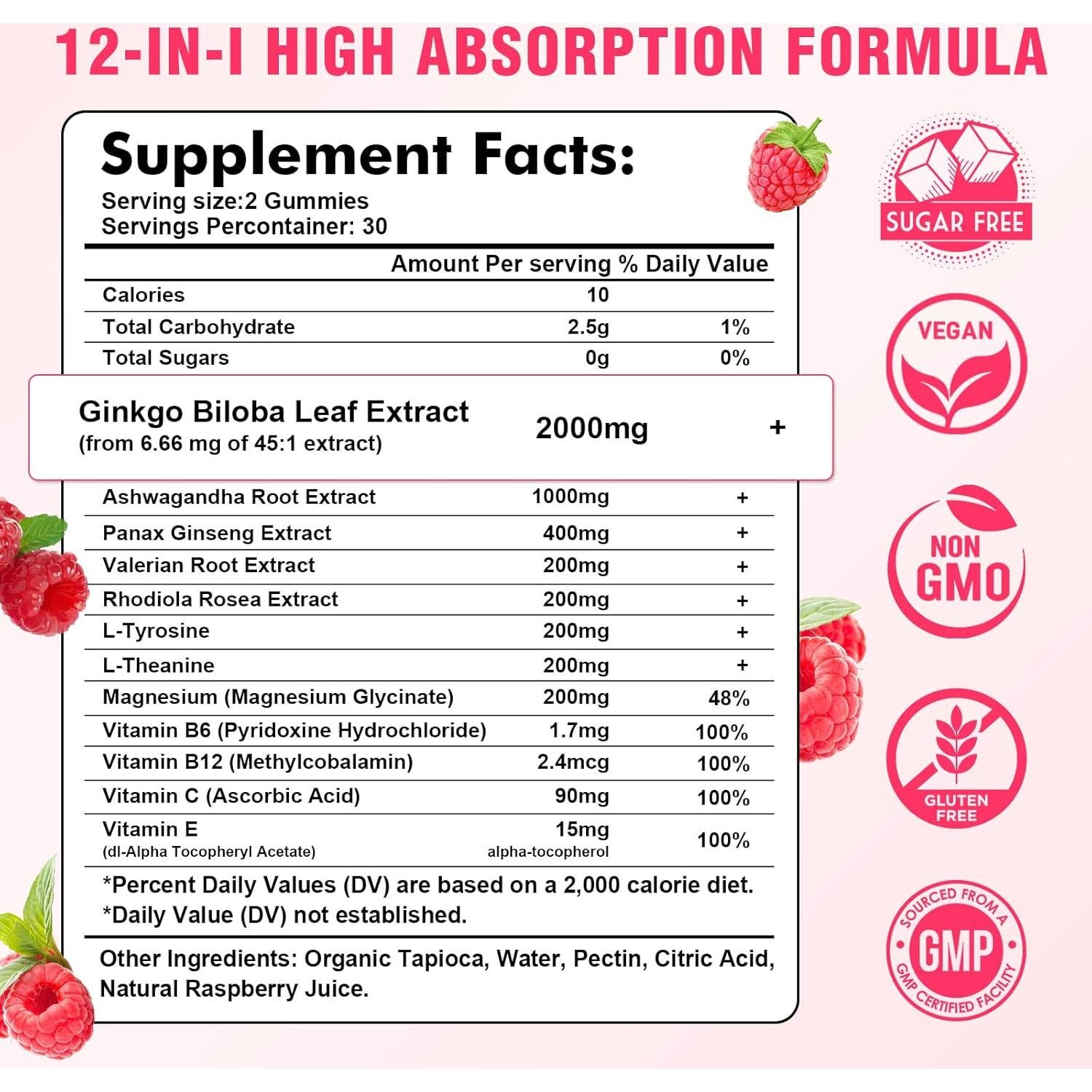 Gomitas Ginkgo Biloba Sijigood 60 Unidades Sabor Frambuesa