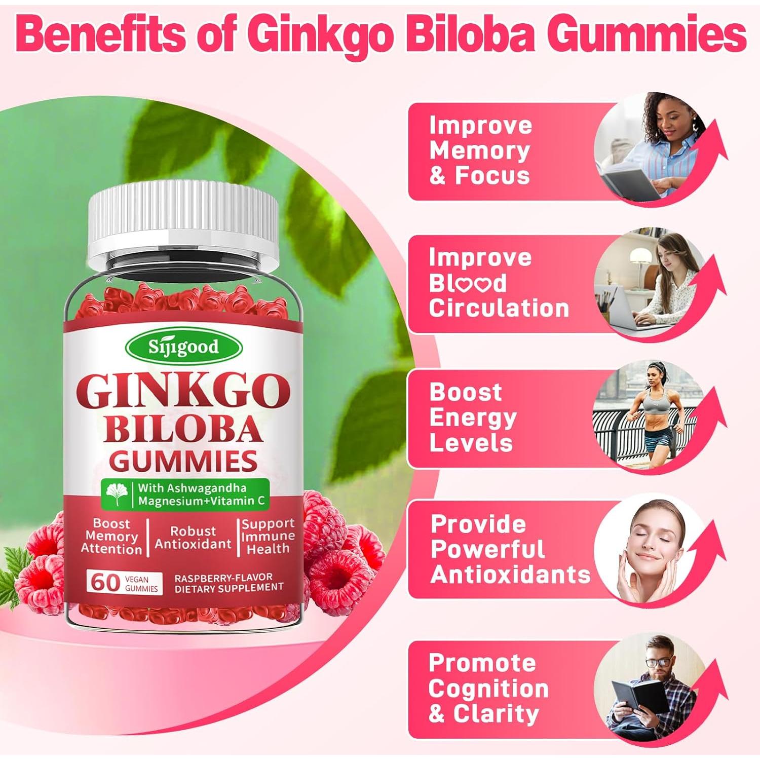 Gomitas Ginkgo Biloba Sijigood 60 Unidades Sabor Frambuesa