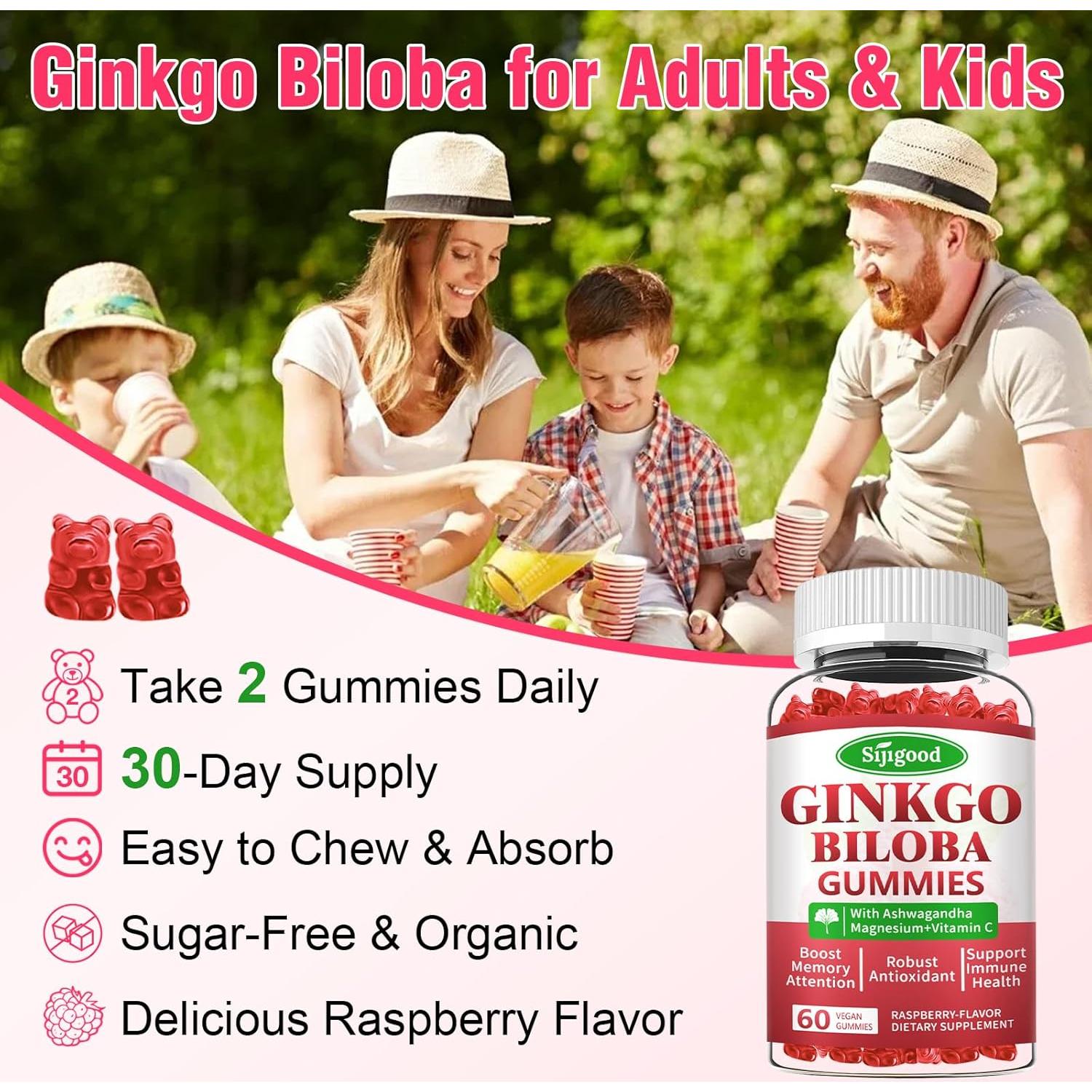 Gomitas Ginkgo Biloba Sijigood 60 Unidades Sabor Frambuesa