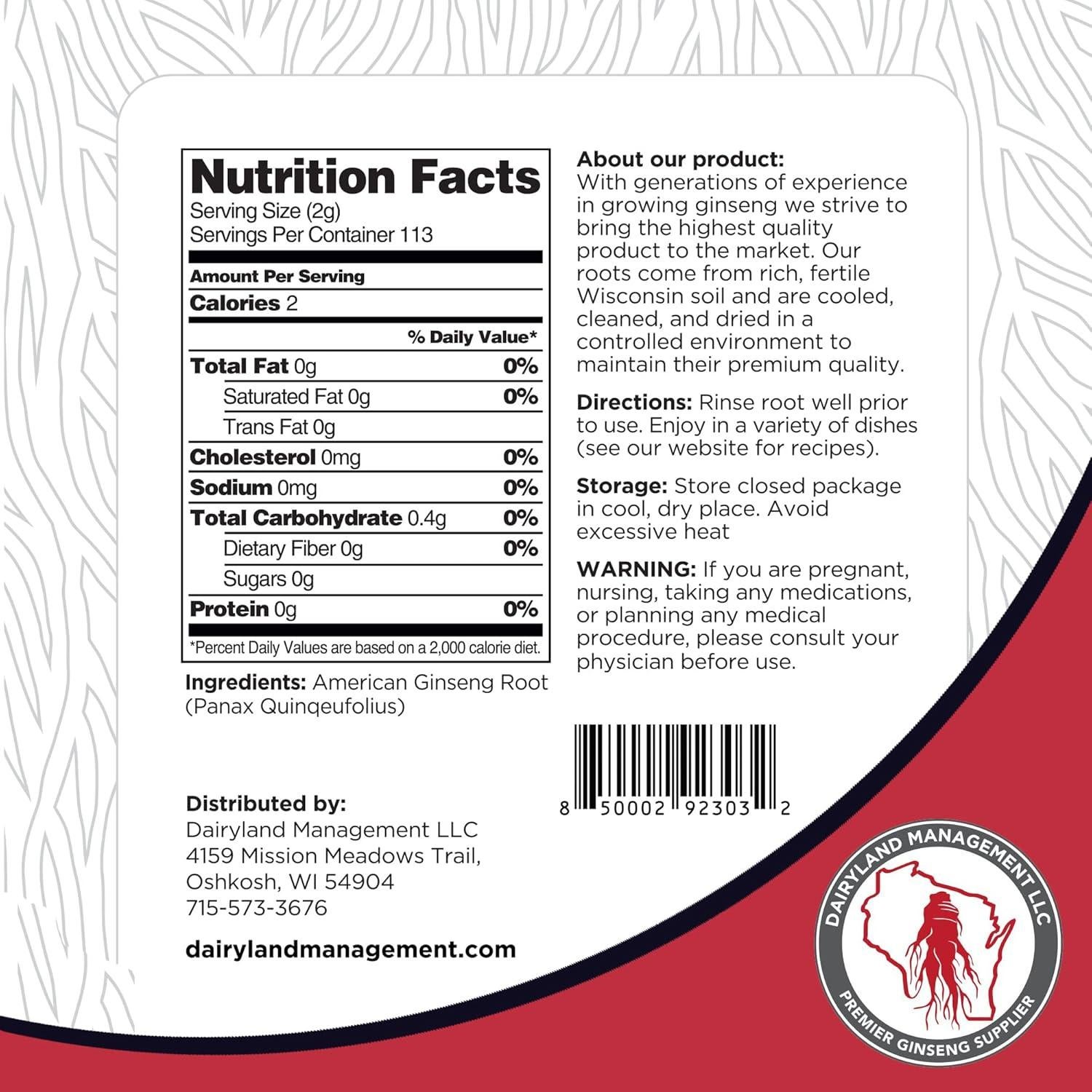 Raíces de Ginseng Americano Dairyland 227 g - No OGM, Libre de Gluten