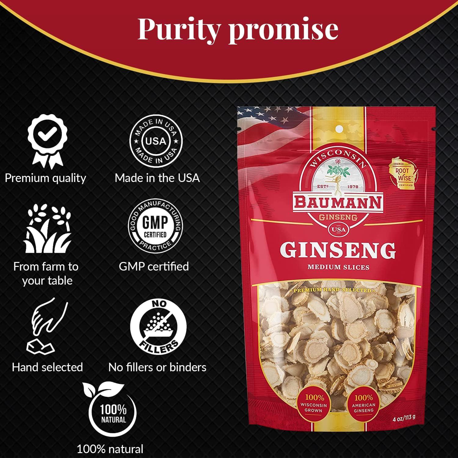 Rodajas de Ginseng Americano Baumann 113.4 g - 100% Natural