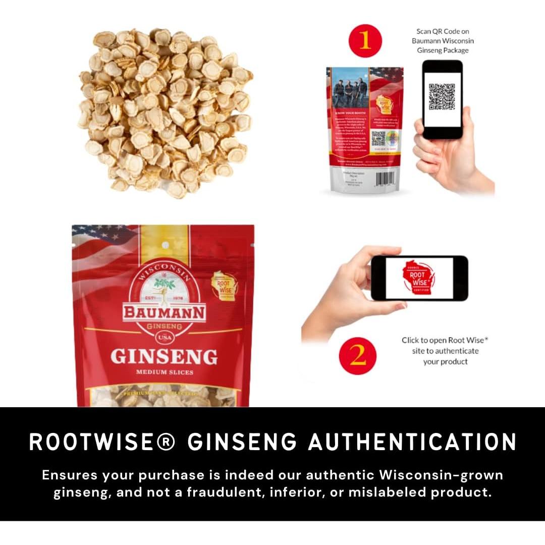 Rodajas de Ginseng Americano Baumann 113.4 g - 100% Natural