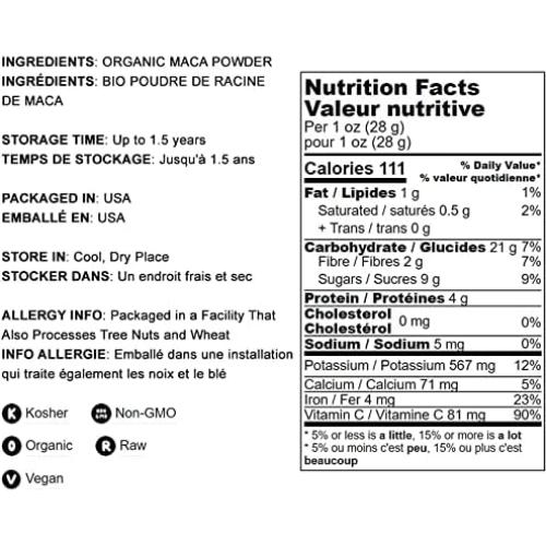 Polvo de Maca Amarilla Orgánica Food to Live 7.26 kg - Crudo, Vegano