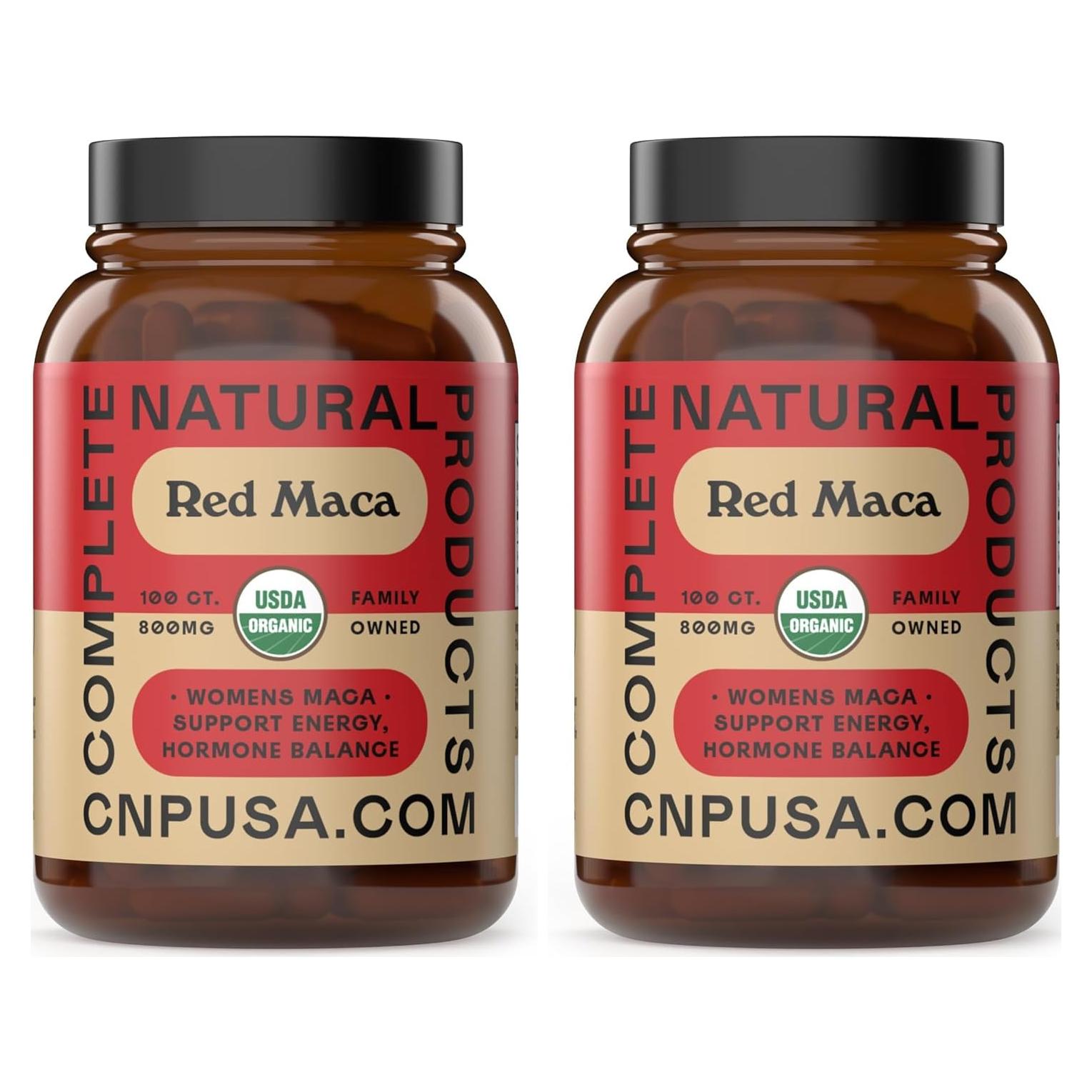 Cápsulas de Raíz de Maca Roja Orgánica Complete Natural 800mg - 100 Unidades