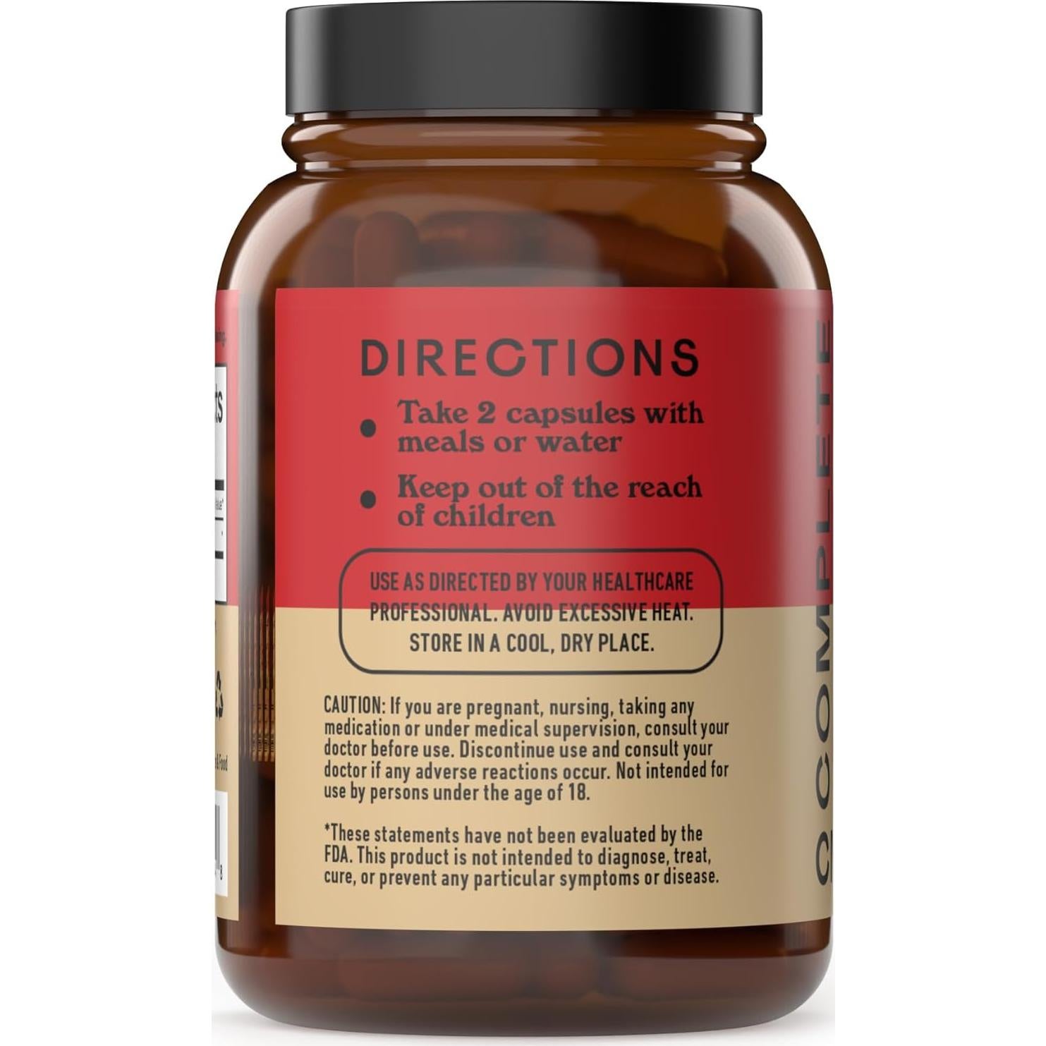 Cápsulas de Raíz de Maca Roja Orgánica Complete Natural 800mg - 100 Unidades