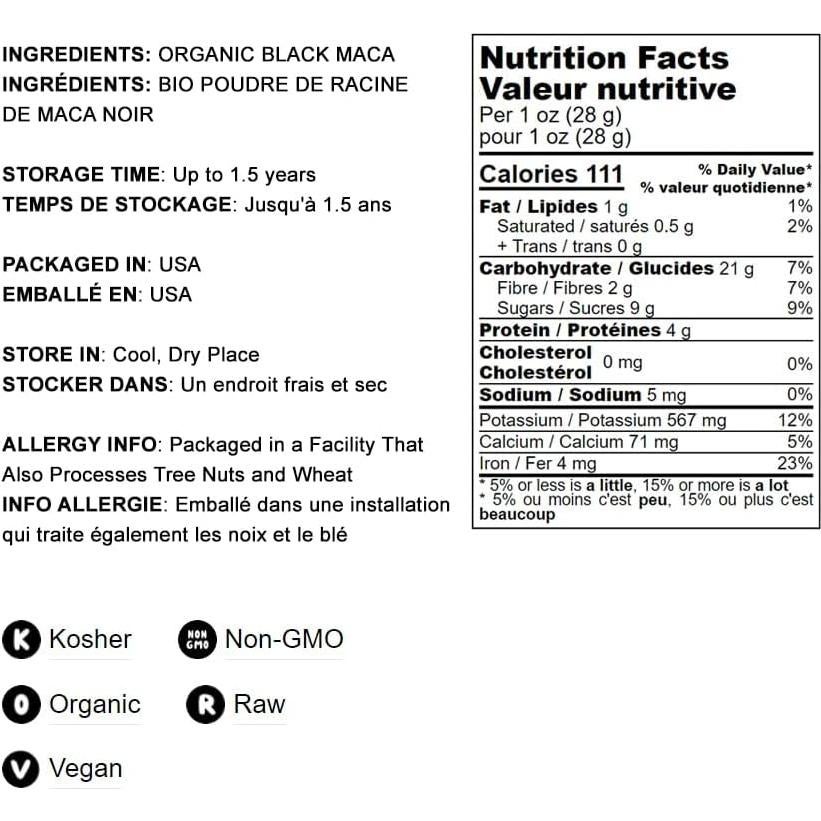 Polvo de Maca Negra Orgánica Food to Live 1814g Crudo Molido