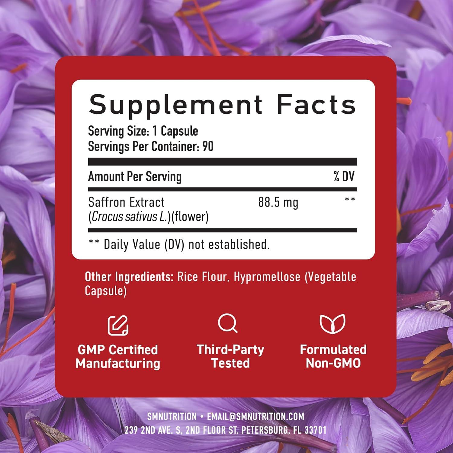 Extracto de Azafrán y Raíz de Maca SMNutrition 90 Porciones