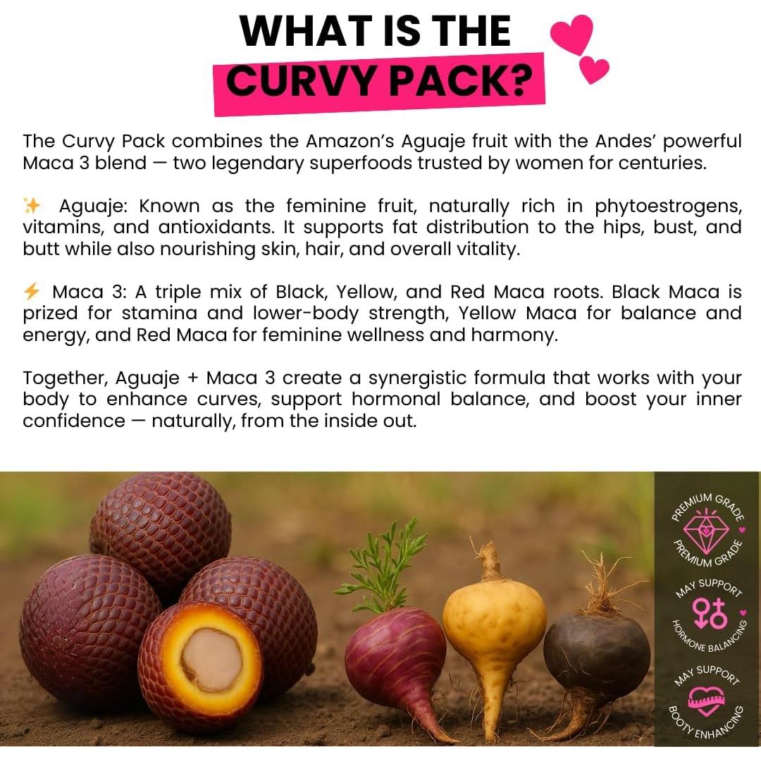 Aguaje + Maca 3 Cápsulas Curvy - Aumentador de Curvas Natural