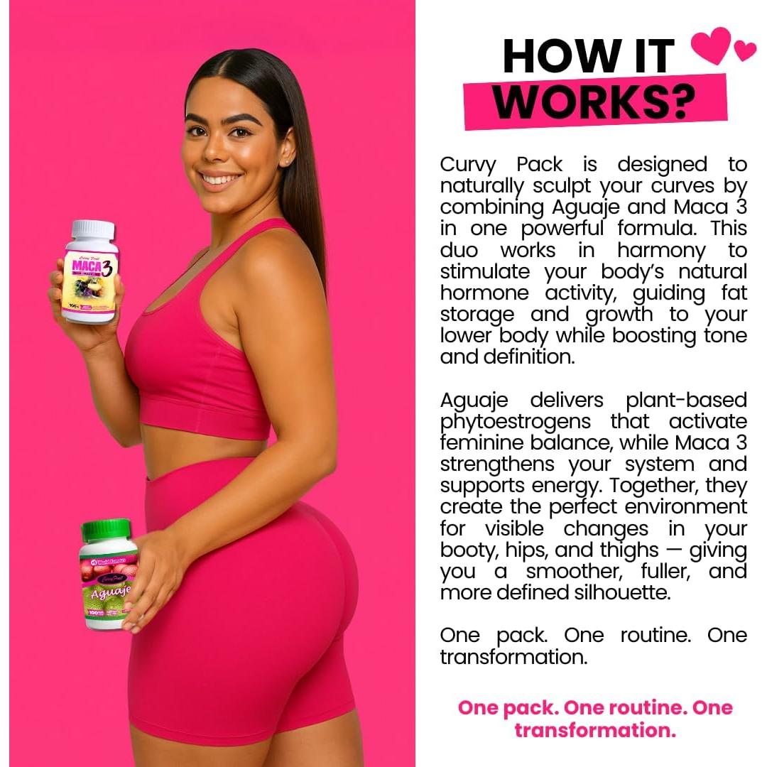 Aguaje + Maca 3 Cápsulas Curvy - Aumentador de Curvas Natural