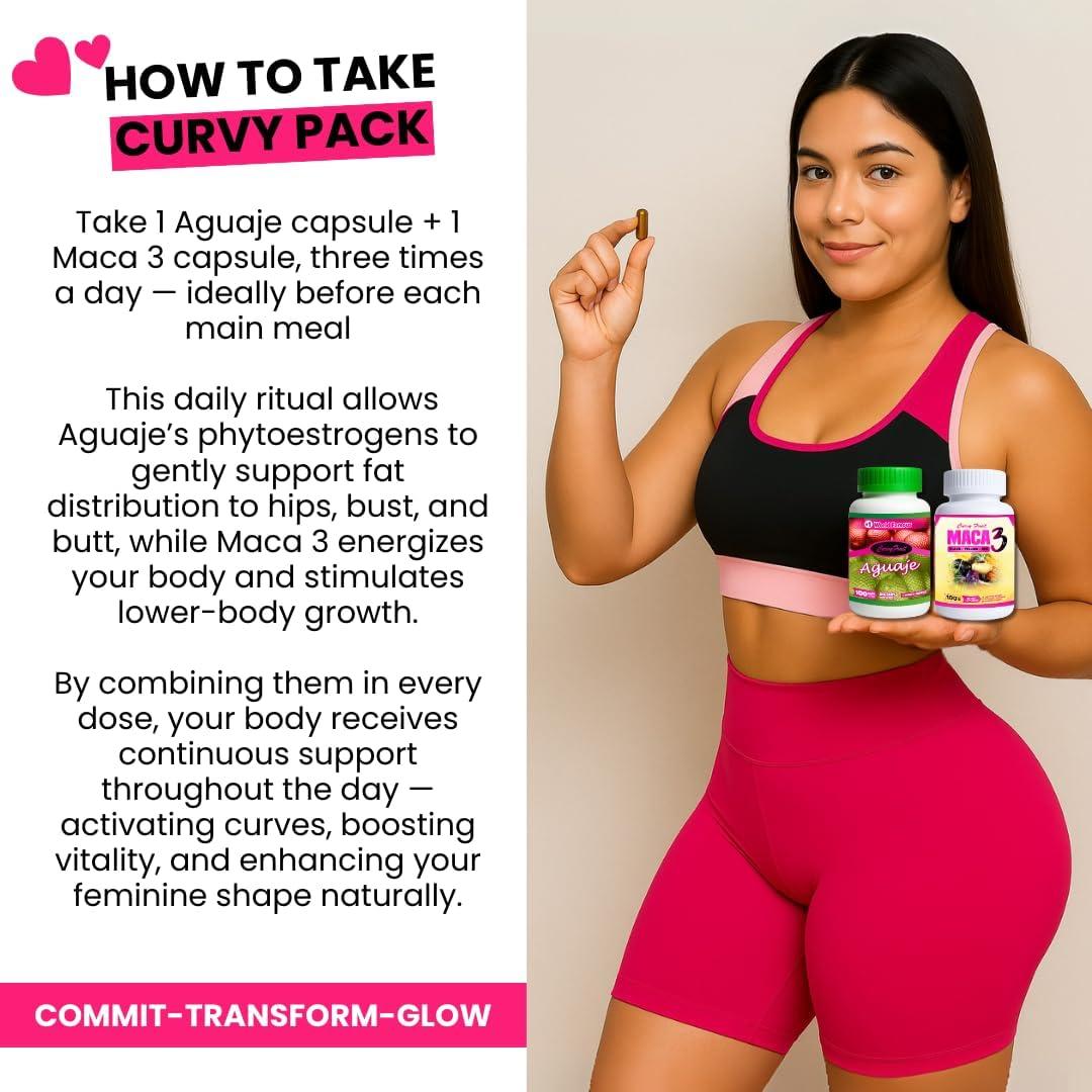 Aguaje + Maca 3 Cápsulas Curvy - Aumentador de Curvas Natural