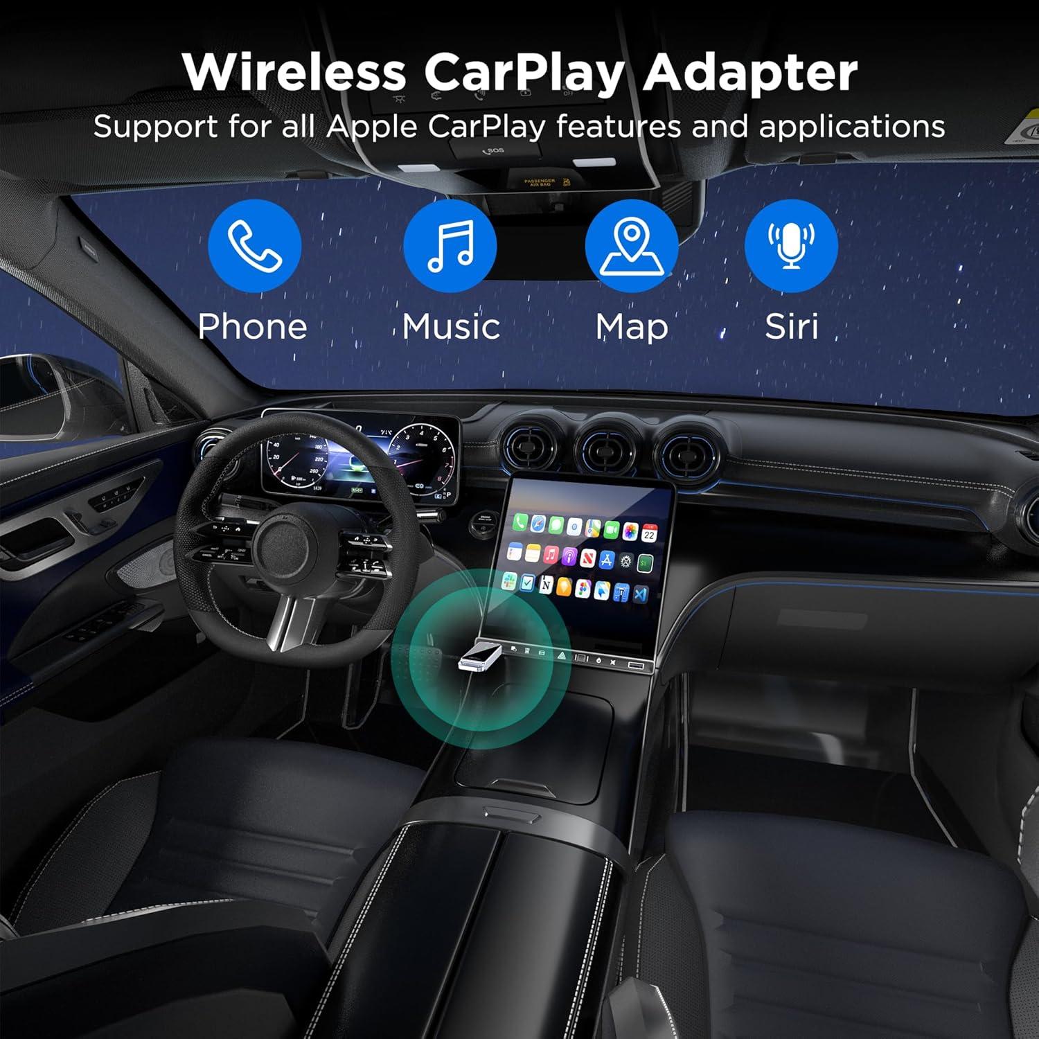 Adaptador Wireless CarPlay Vnilrgle 2024, Plug and Play, Sin Latencia