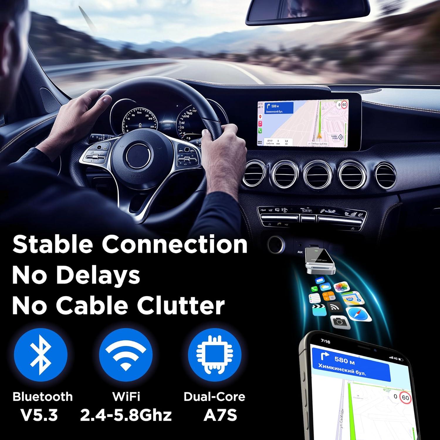 Adaptador Wireless CarPlay Vnilrgle 2024, Plug and Play, Sin Latencia