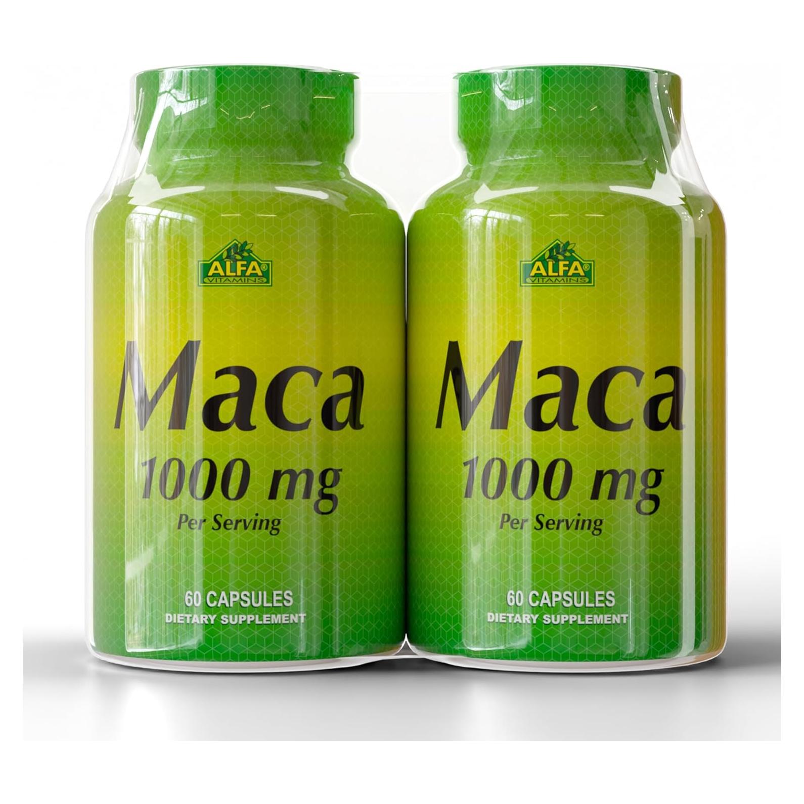 Suplemento de Raíz de Maca Peruana ALFA VITAMINS 1000 mg - 120 Cápsulas