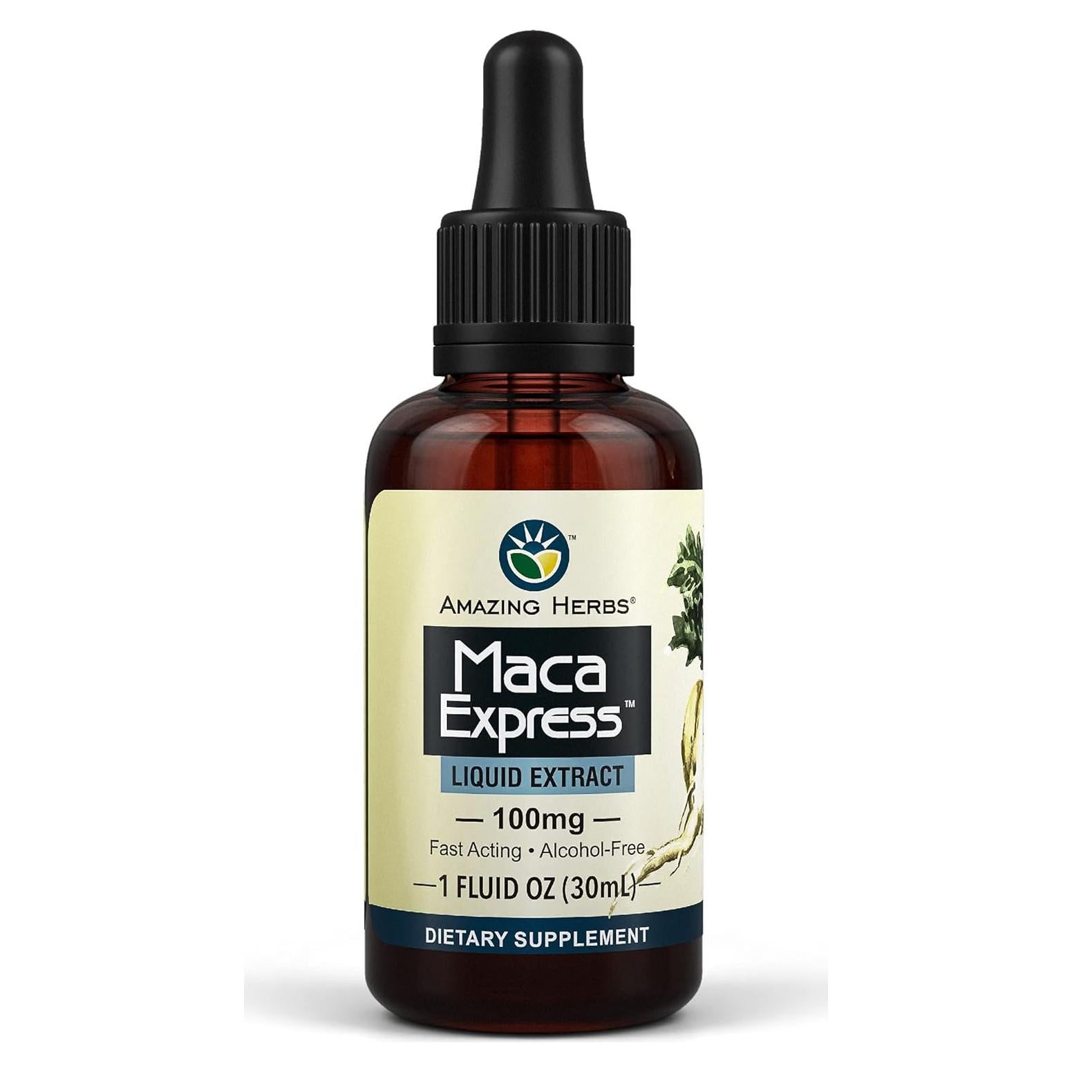 Extracto Líquido de Maca Peruana Amazing Herbs 30 ml - Energía y Claridad Mental