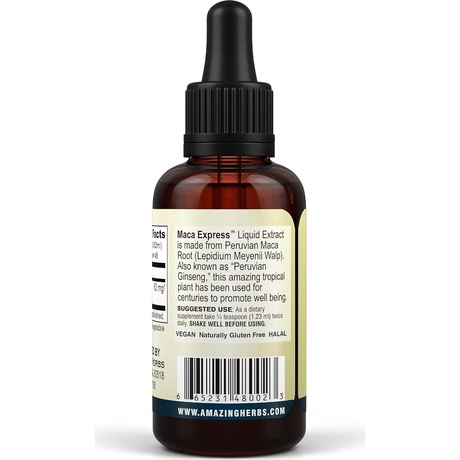 Extracto Líquido de Maca Peruana Amazing Herbs 30 ml - Energía y Claridad Mental