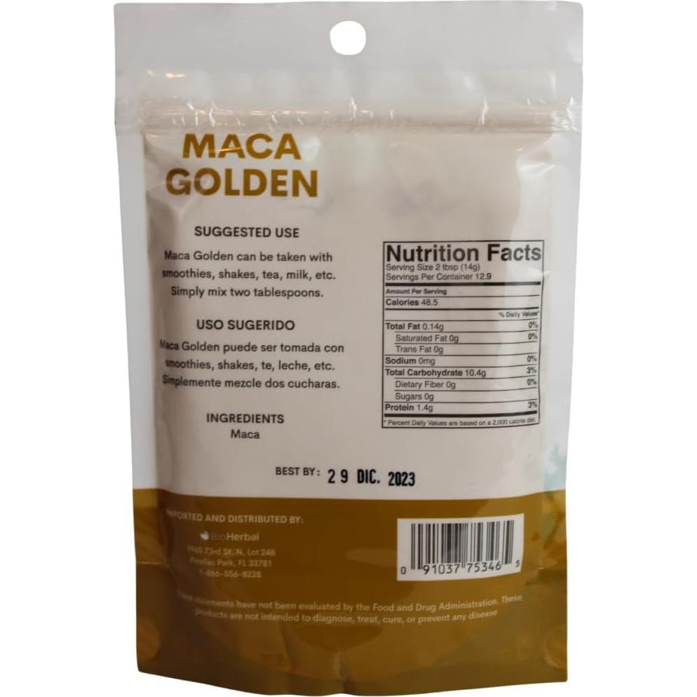 Polvo de Maca Dorada 180g Bio Herbal - Suplemento Energizante Natural
