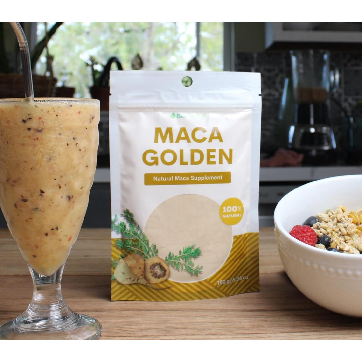 Polvo de Maca Dorada 180g Bio Herbal - Suplemento Energizante Natural