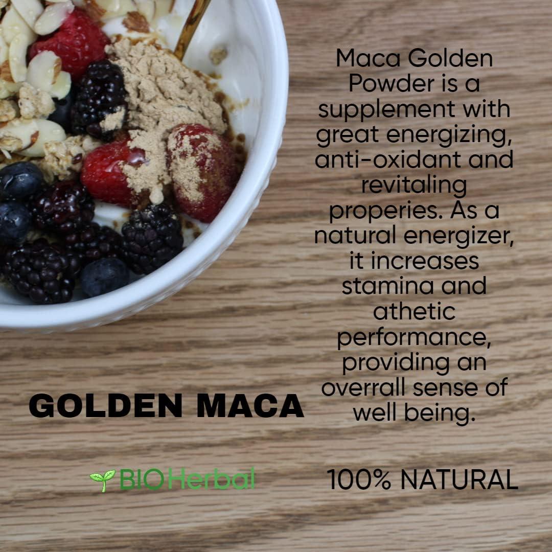 Polvo de Maca Dorada 180g Bio Herbal - Suplemento Energizante Natural