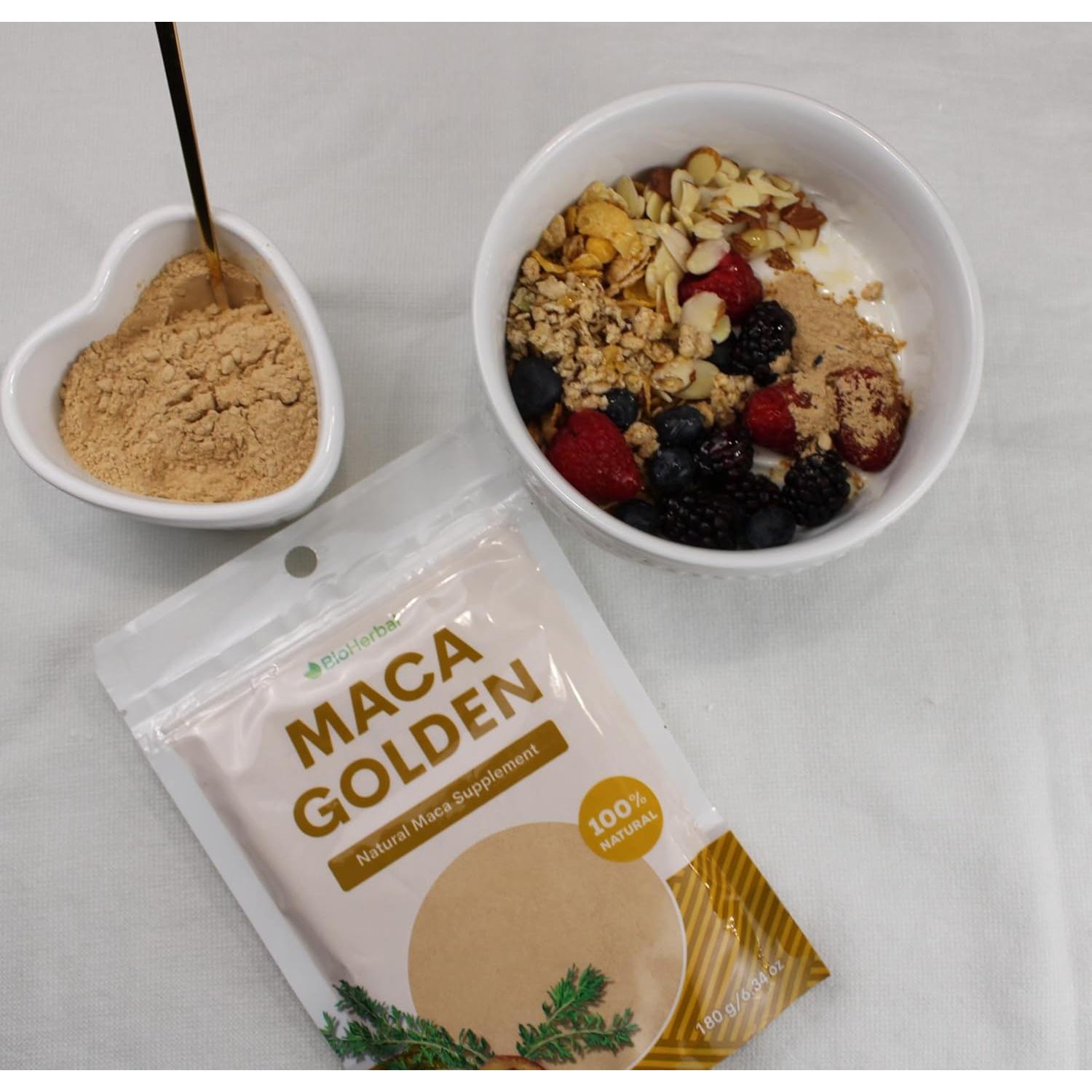 Polvo de Maca Dorada 180g Bio Herbal - Suplemento Energizante Natural