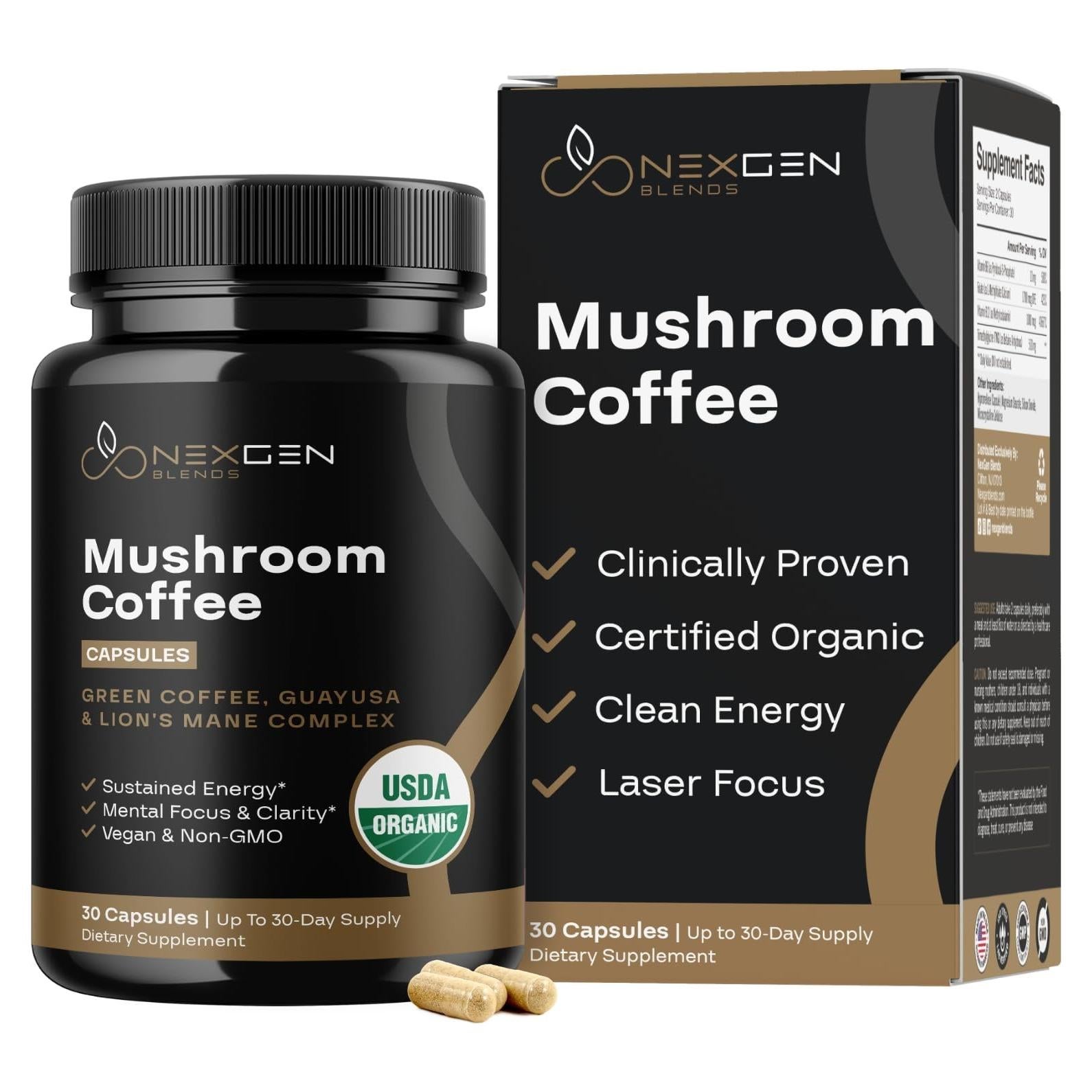 Cápsulas de Café de Hongo Orgánico NexGen 30 Porciones