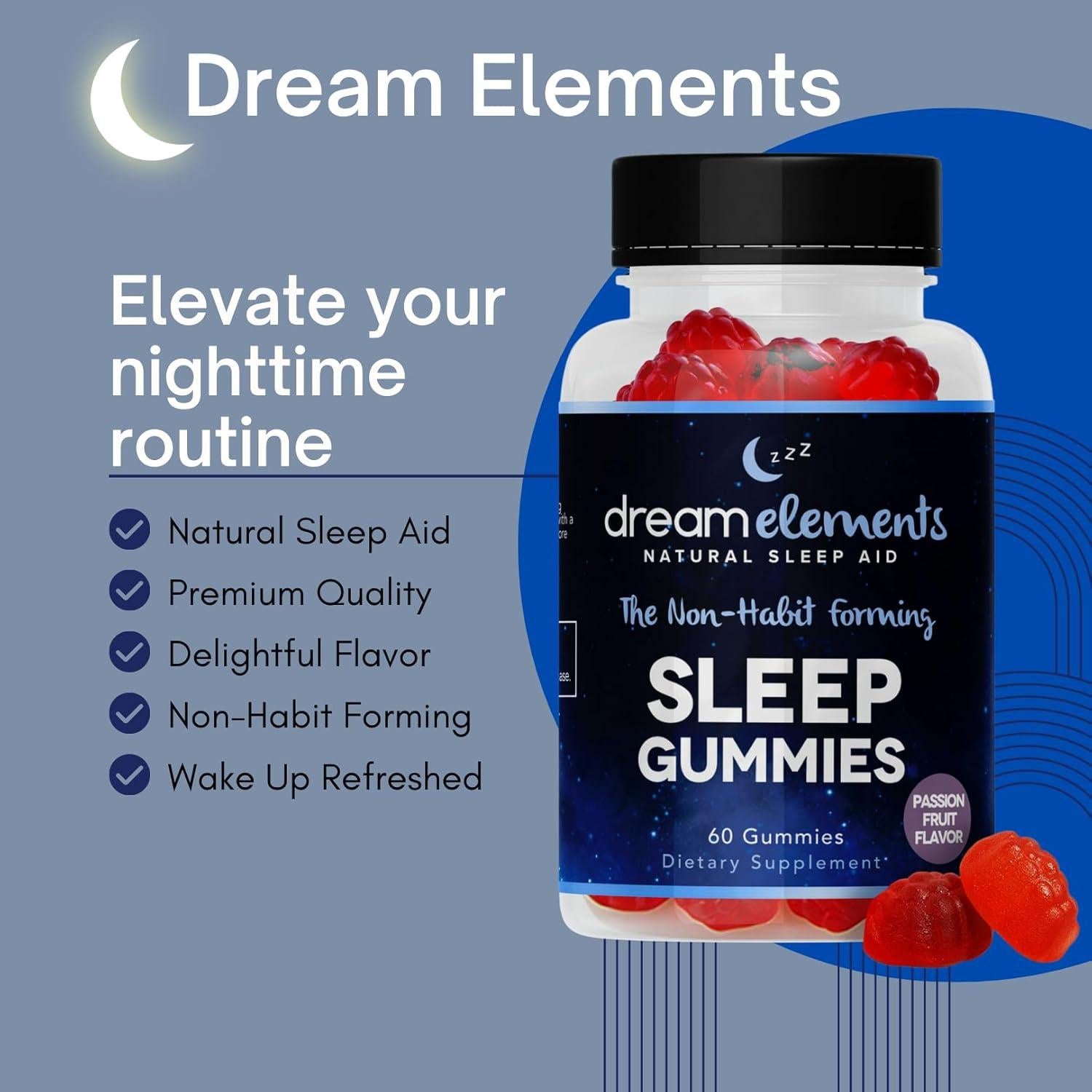 Gomitas para Dormir Dream Elements - Sabor Maracuyá, 60 Unidades