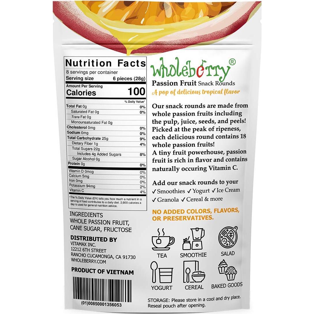 Fruta de la Pasión Seco Wholeberry 226.8 g Natural Sin Aditivos