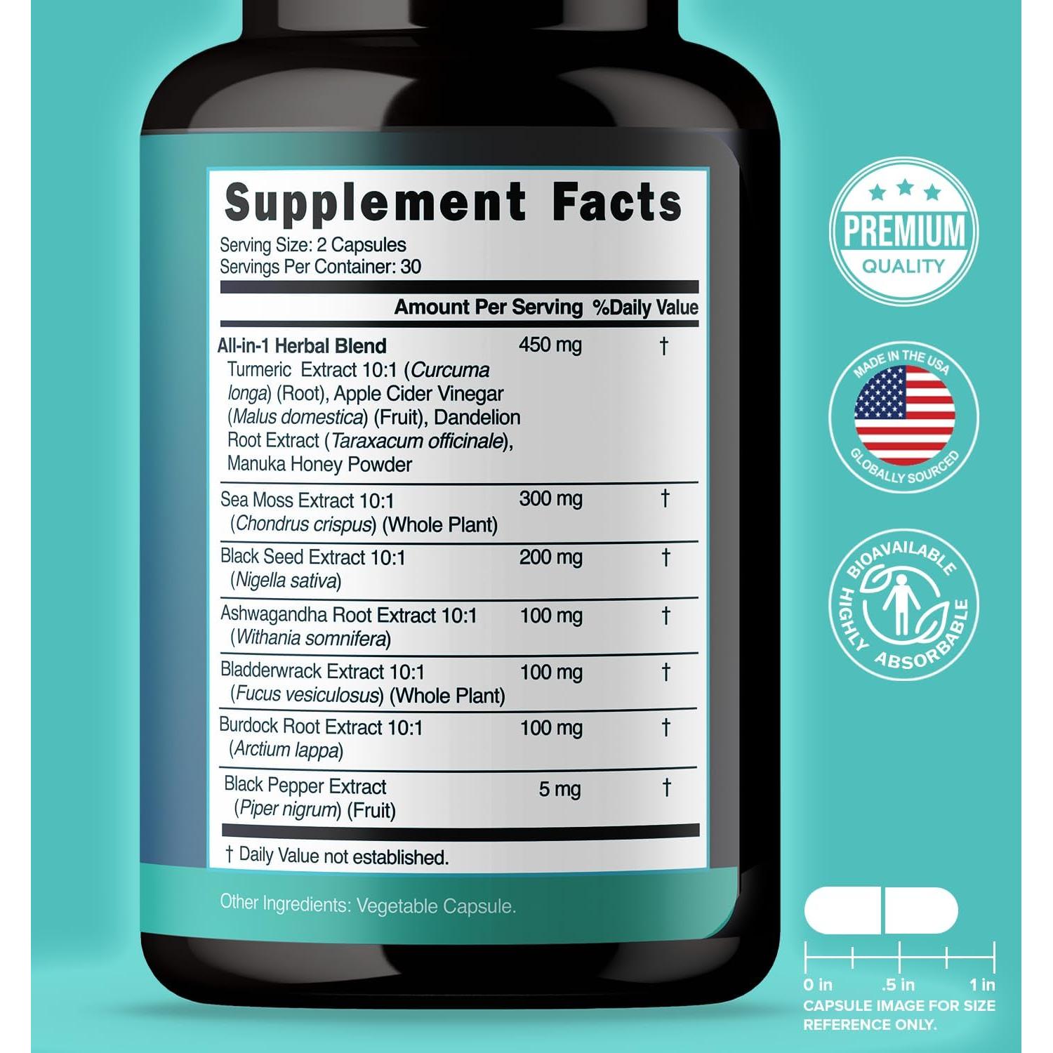 Cápsulas de Musgo Marino Irlandés 60 Unidades - Soporte Inmunológico