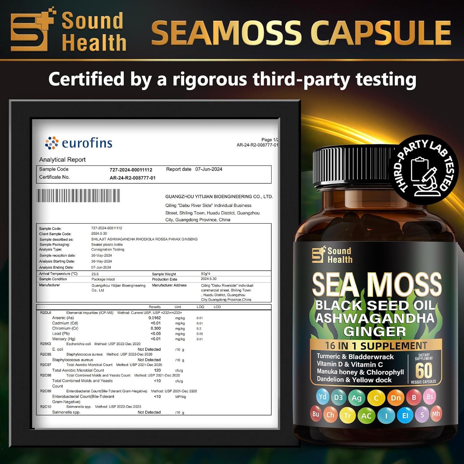 Cápsulas de Musgo Marino SoundHealth 1200mg - Energía y Sueño