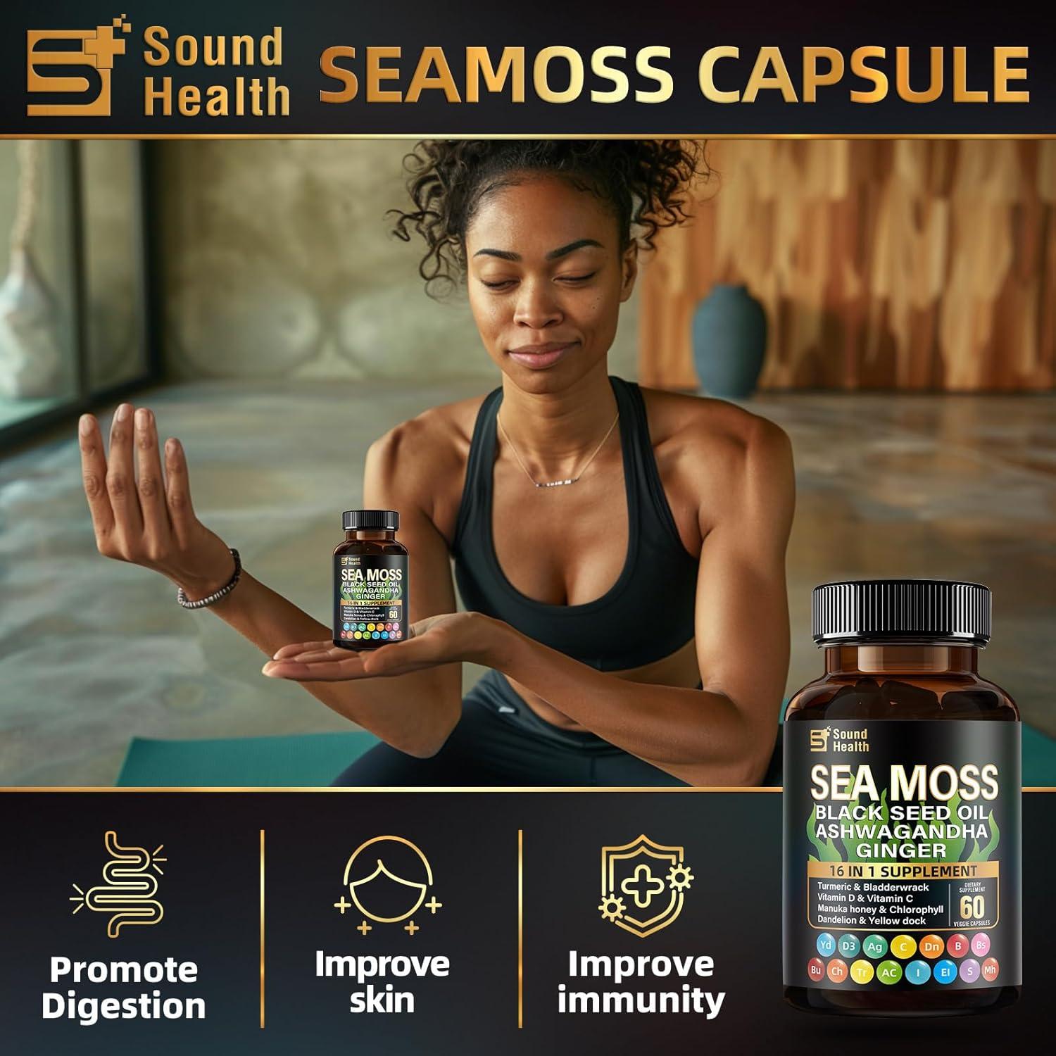 Cápsulas de Musgo Marino SoundHealth 1200mg - Energía y Sueño