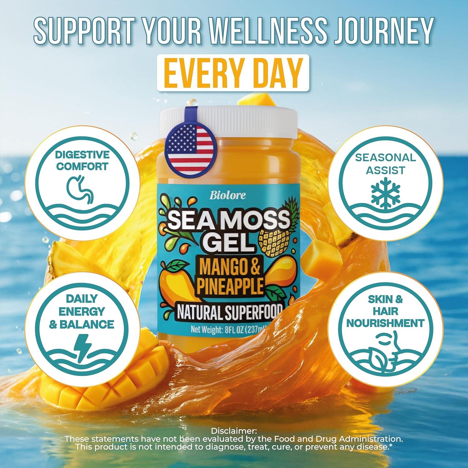 Gel de Musgo Marino Biolore Mango-Piña 227g - Superalimento Vegano