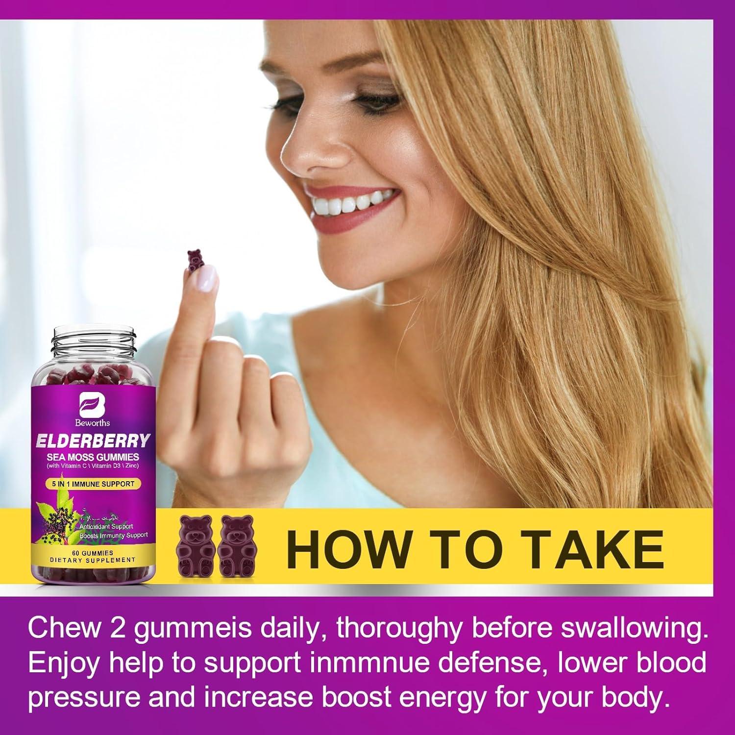 Gomitas de Saúco y Musgo Marino B BEWORTHS 60 Unidades