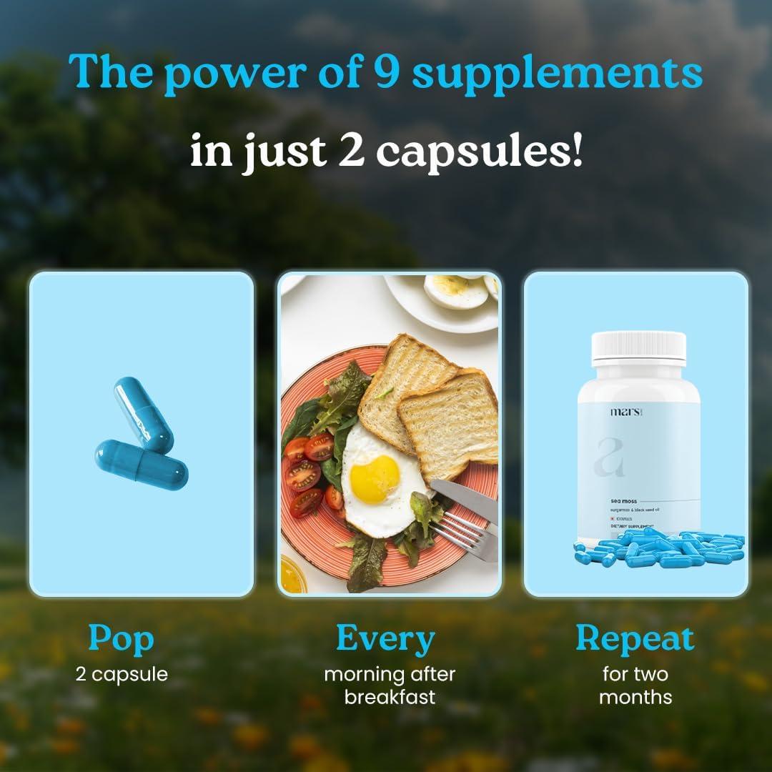 Cápsulas de Musgo Marino Natural Mars by GHC - 60 Unidades