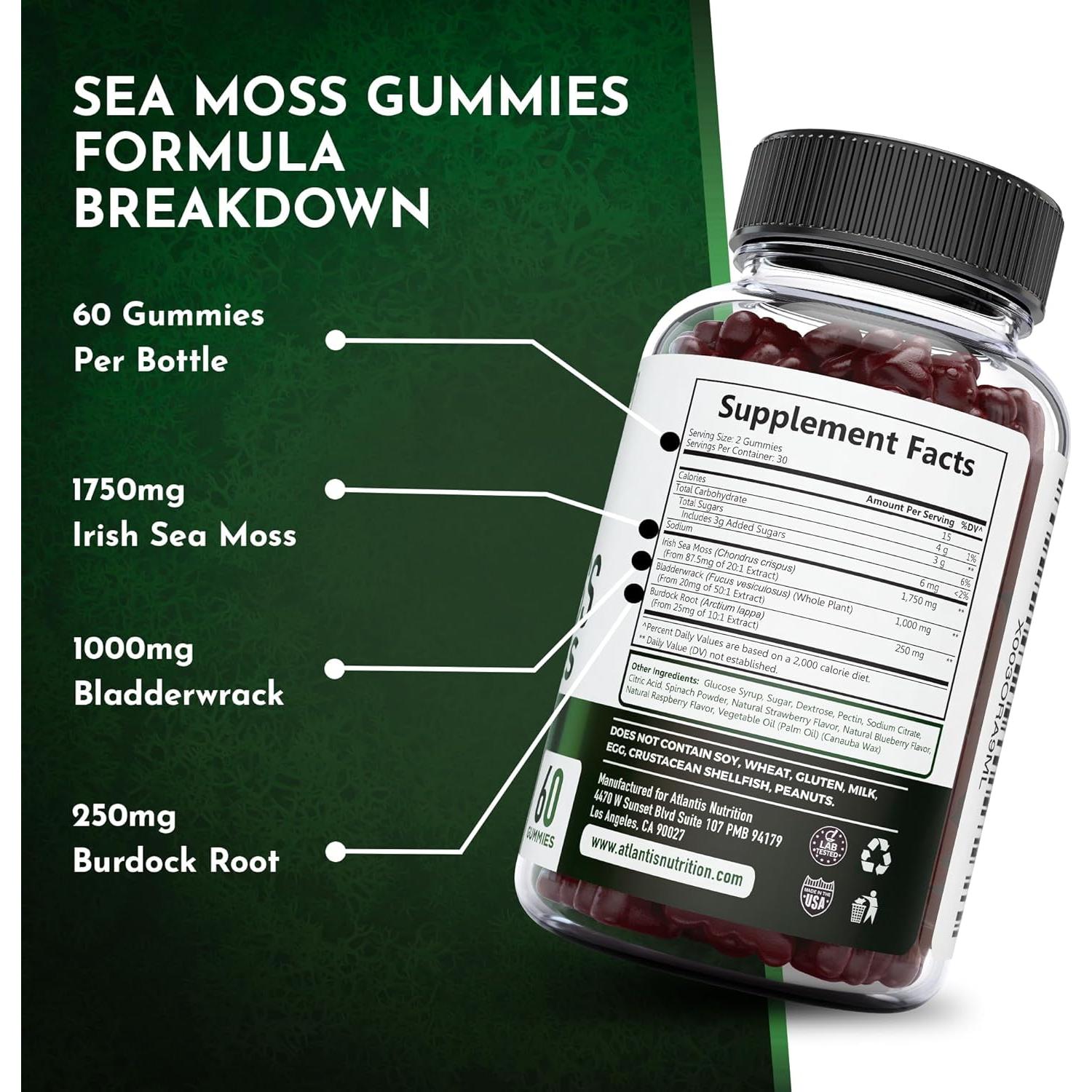 Gomitas de Musgo Marino Irlandés Atlantis Nutrition 60 Unidades
