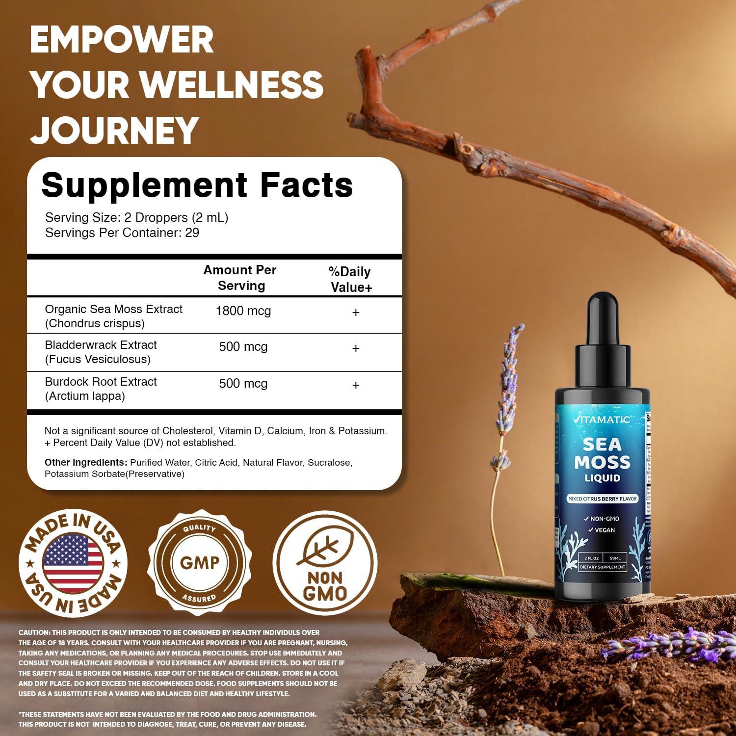 Suplemento Líquido de Musgo Marino Vitamatic 2800 mg 4 oz