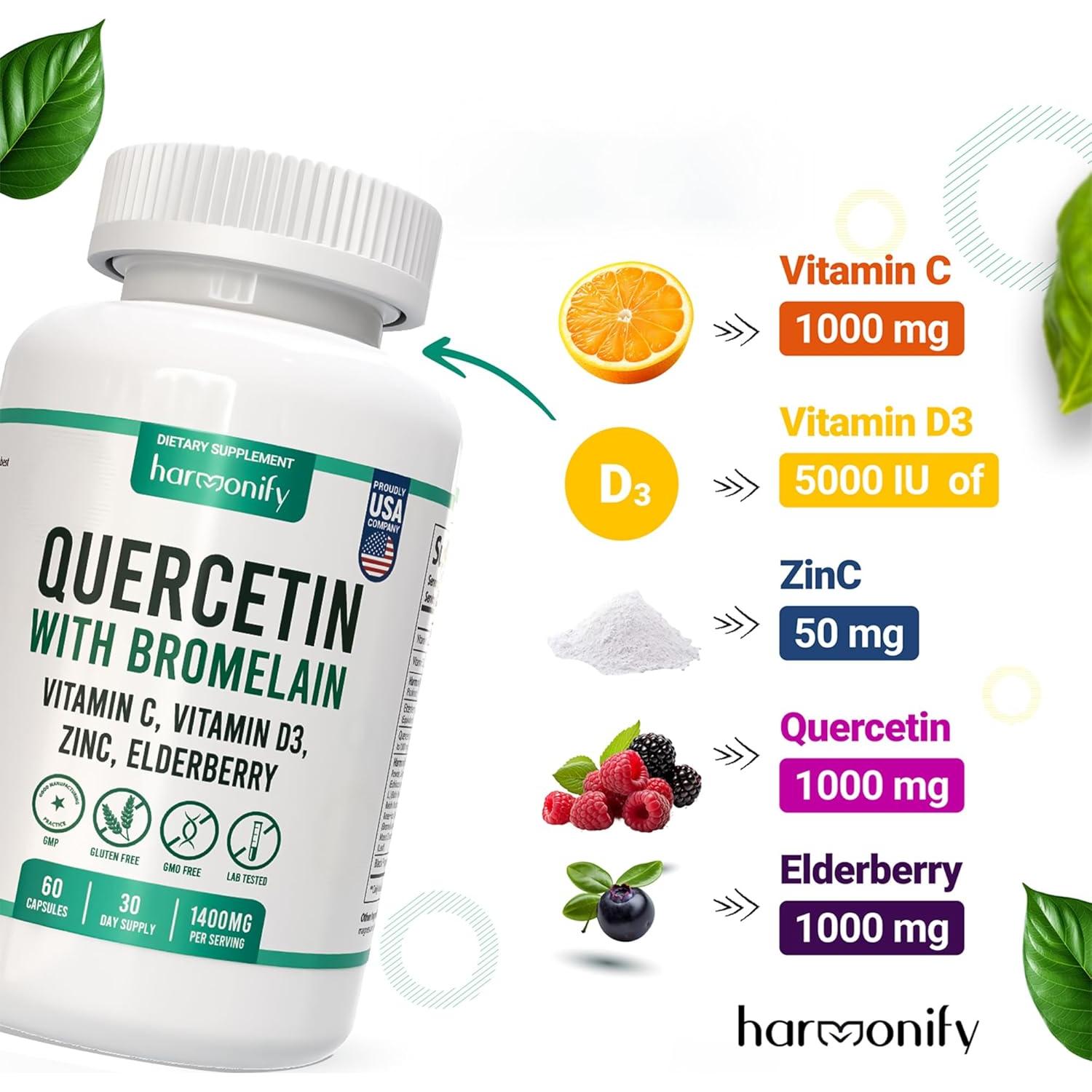 Quercetina con Bromelina Harmonify 1400 mg 60 Cápsulas