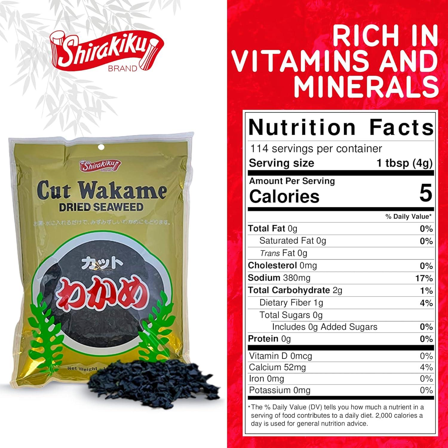 Alga Wakame Secas Shirakiku 454g - Ideal para Sopa de Miso y Sushi