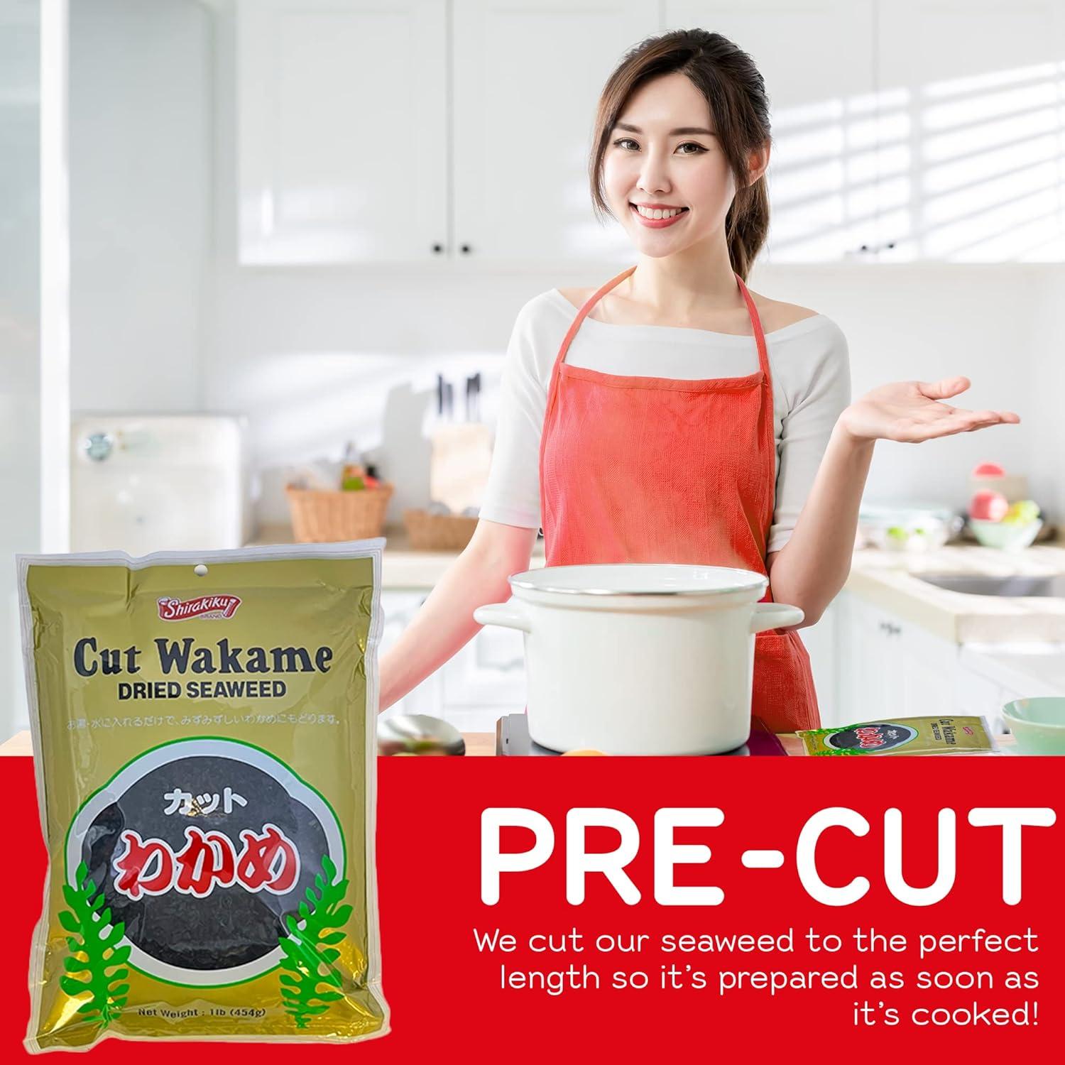 Alga Wakame Secas Shirakiku 454g - Ideal para Sopa de Miso y Sushi