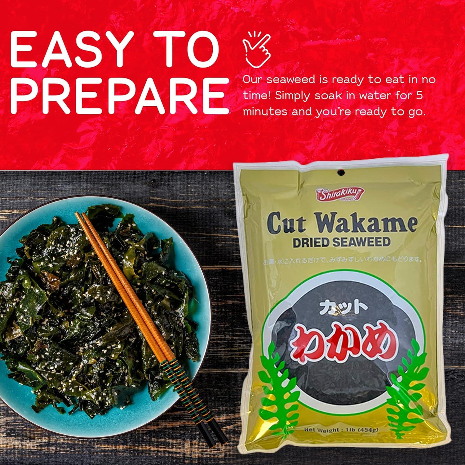 Alga Wakame Secas Shirakiku 454g - Ideal para Sopa de Miso y Sushi