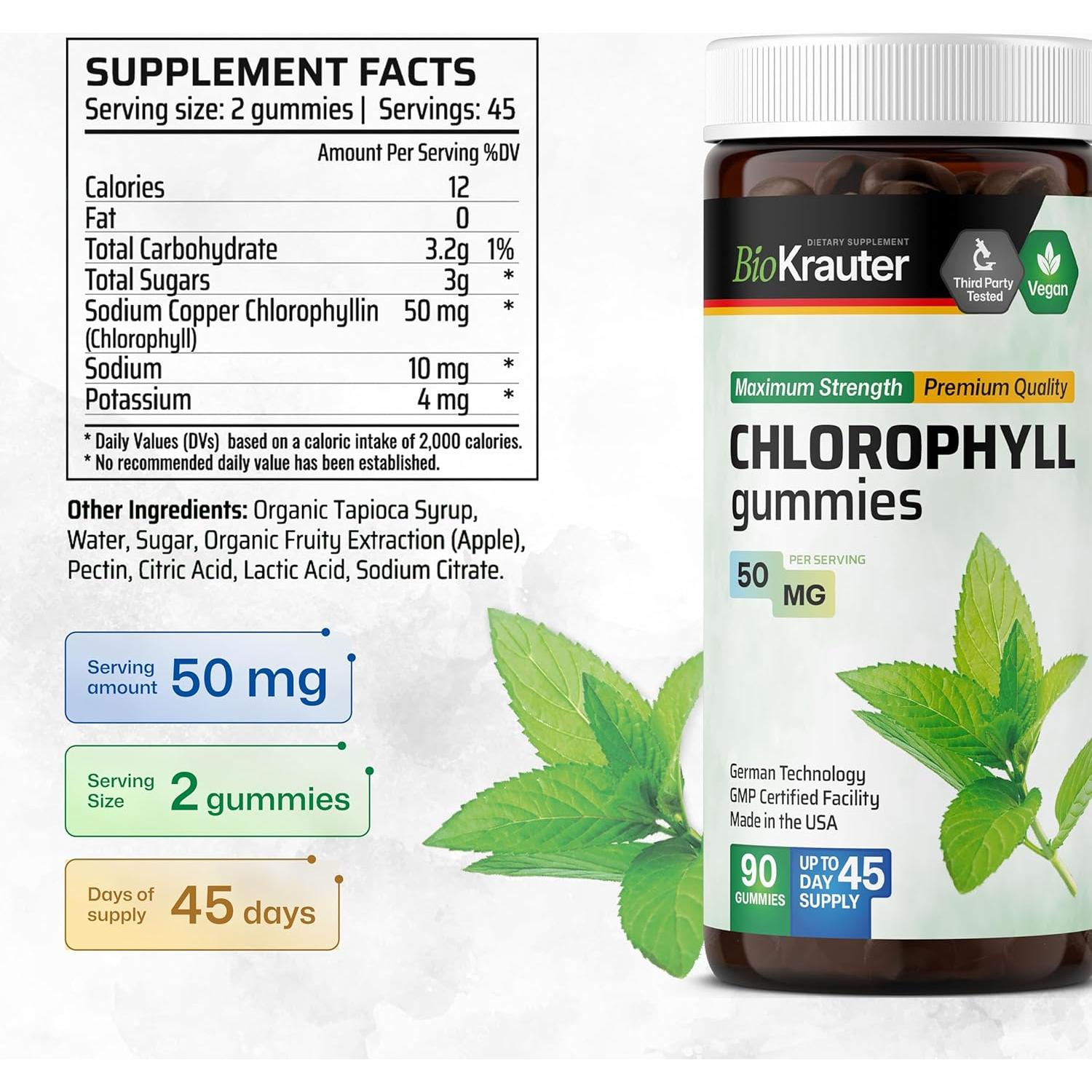 Gominolas de Clorofila BioKrauter 90 Unidades Veganas