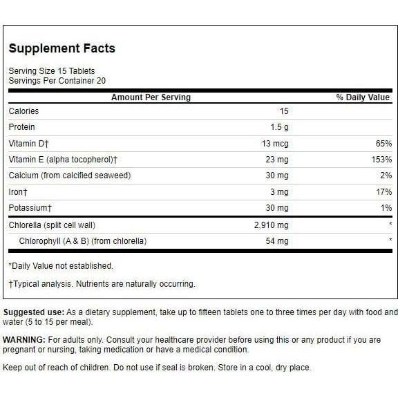 Chlorella 194 mg Swanson 300 Tabletas Vegetales