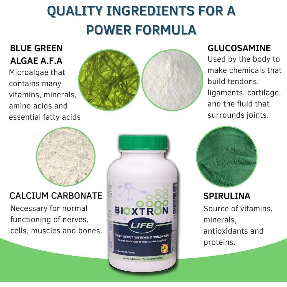 Suplemento de Células Madre Bioxtron Life AFA - 90 Cápsulas