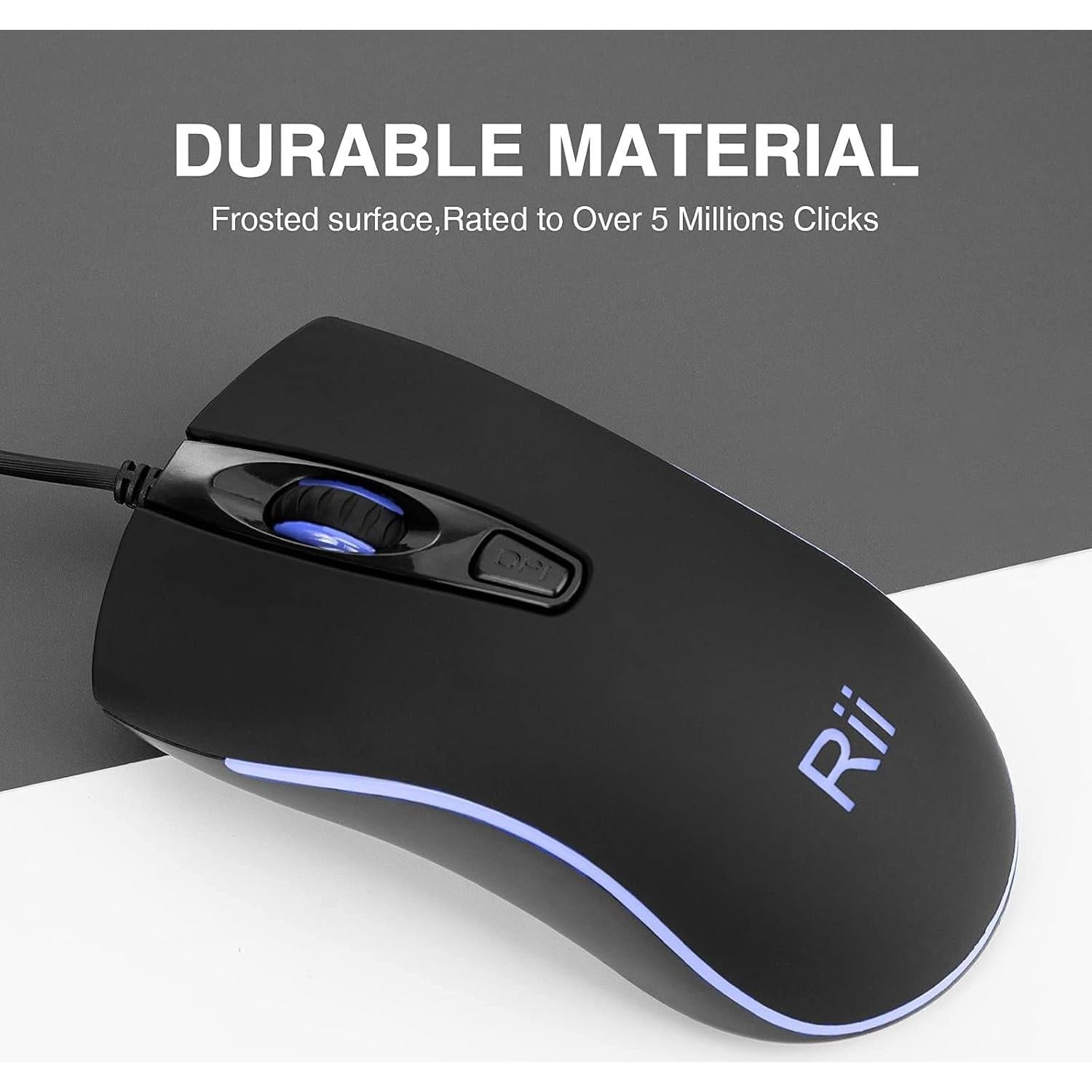 Rii RM105 Wired Mouse,Computer Mouse with Colorful RGB Backlight,Comfortable Grip Ergonomic Optical,USB Wired Mice Support Windows PC, Laptop,Desktop,Notebook,Chromebook