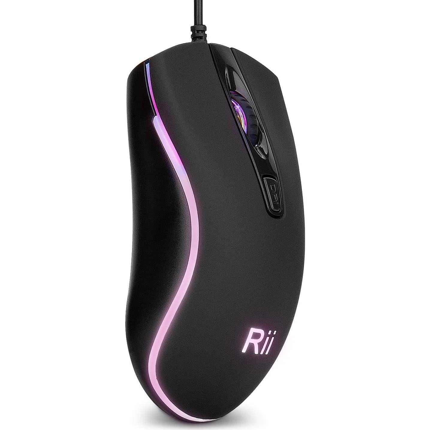 Rii RM105 Wired Mouse,Computer Mouse with Colorful RGB Backlight,Comfortable Grip Ergonomic Optical,USB Wired Mice Support Windows PC, Laptop,Desktop,Notebook,Chromebook