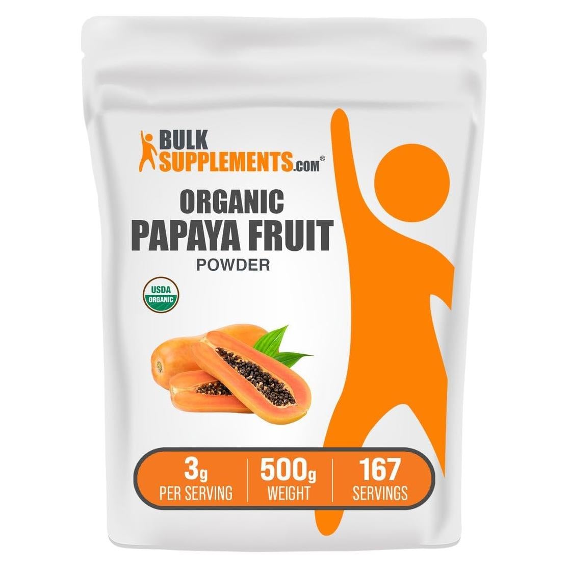 Polvo de Fruta de Papaya Orgánica BulkSupplements 500g Sin Gluten