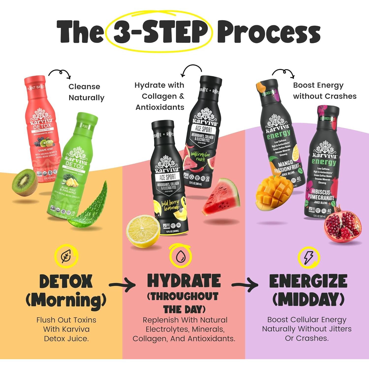 Paquete de Jugo Detox Karviva 6 Botellas 355 ml Orgánico